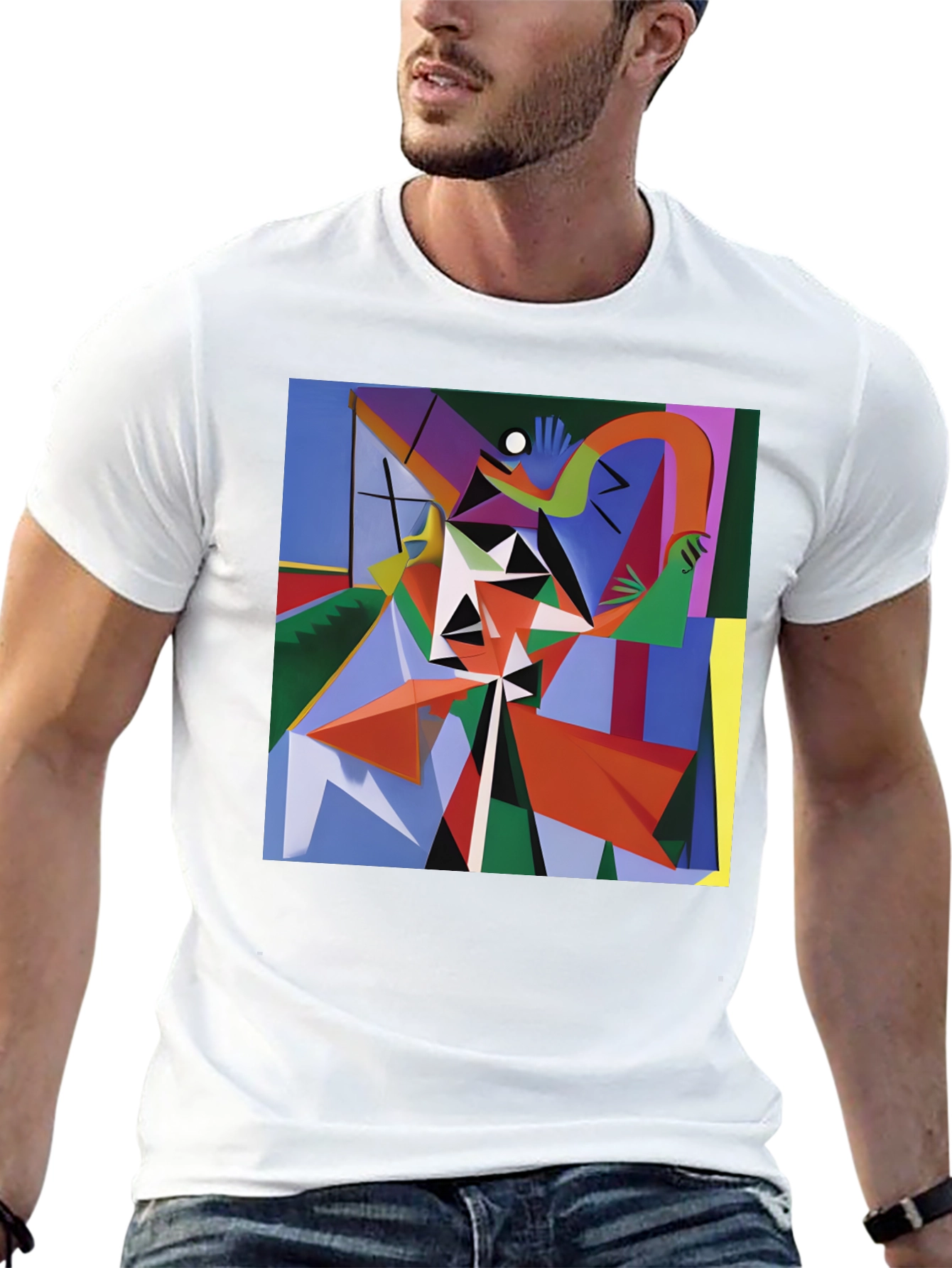 Abstract Geometric Art Print Black T-Shirt