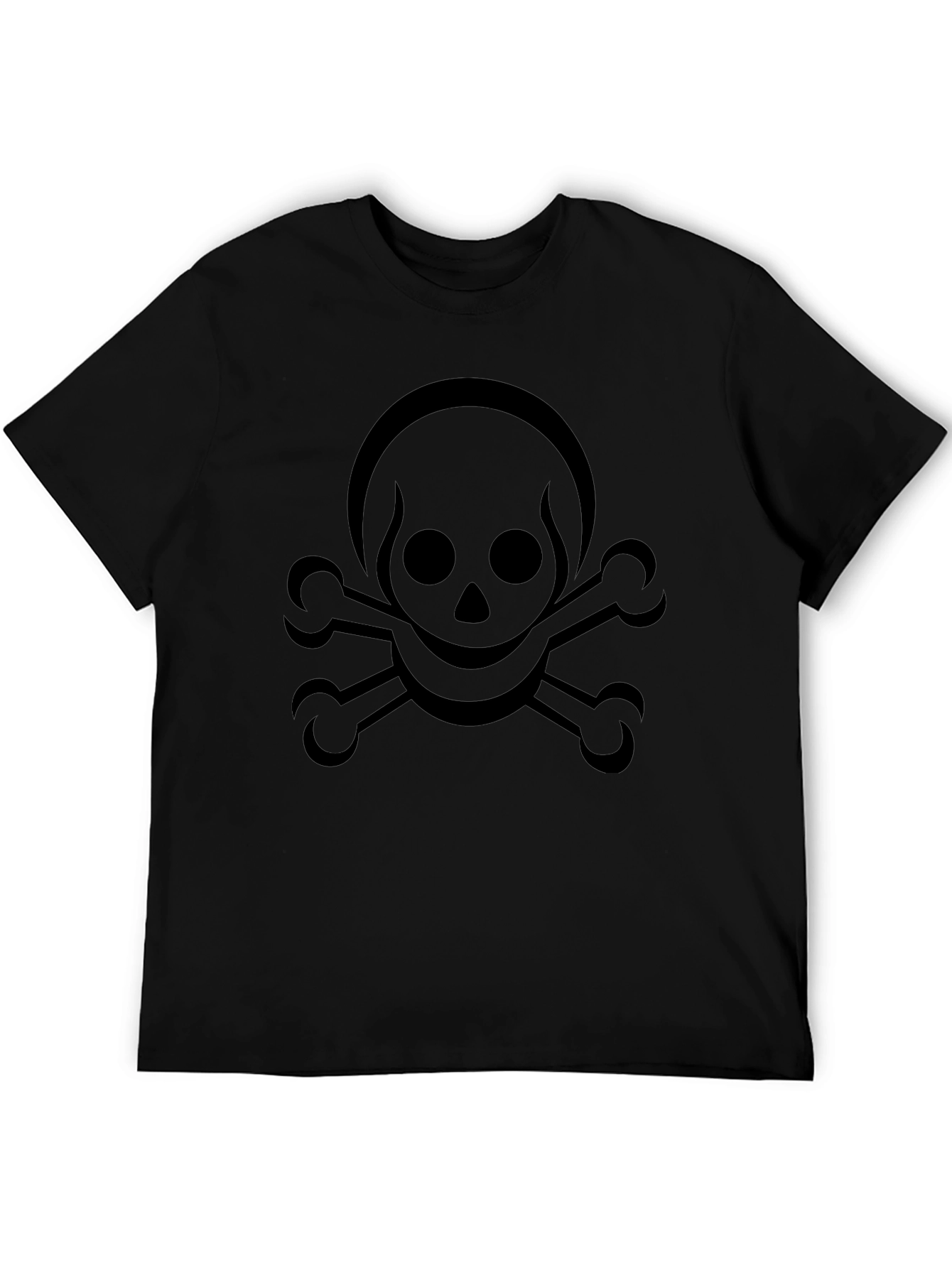 Skull & Crossbones Graphic Tee - Black Cotton Blend