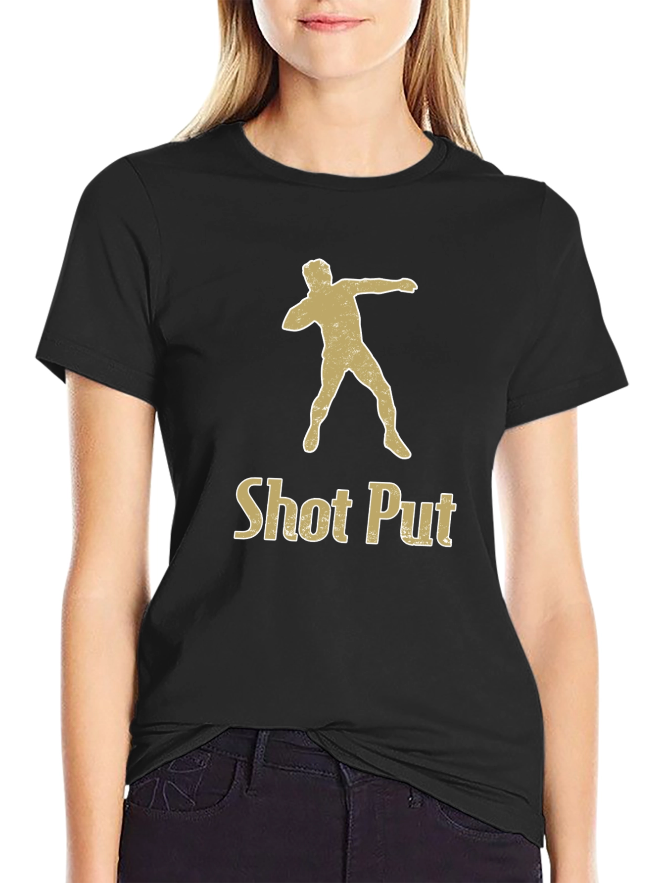 Shot Put T-Shirt - Black Graphic Tee for Athletes