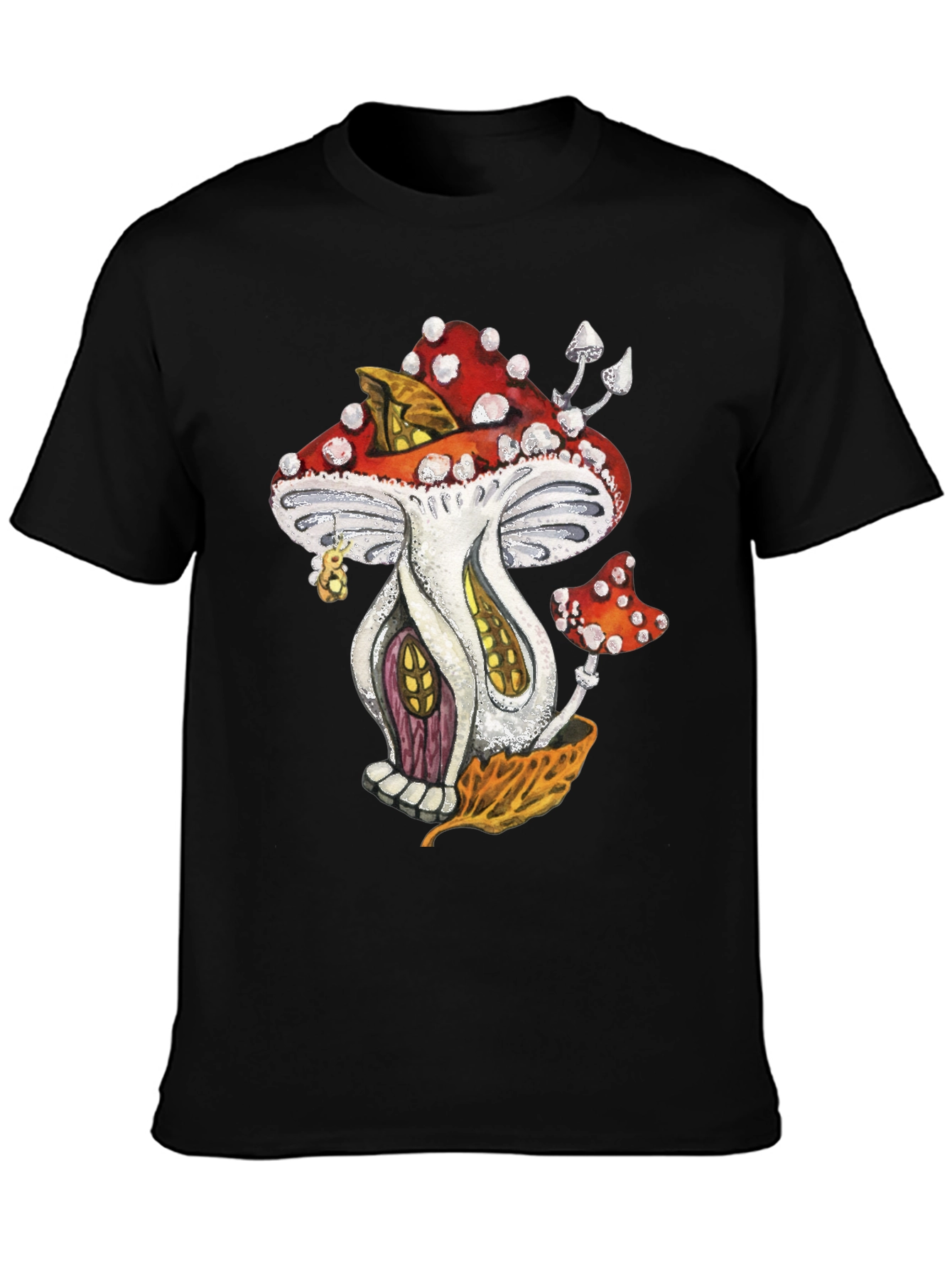 Mushroom House Graphic Tee - Whimsical Fantasy Design