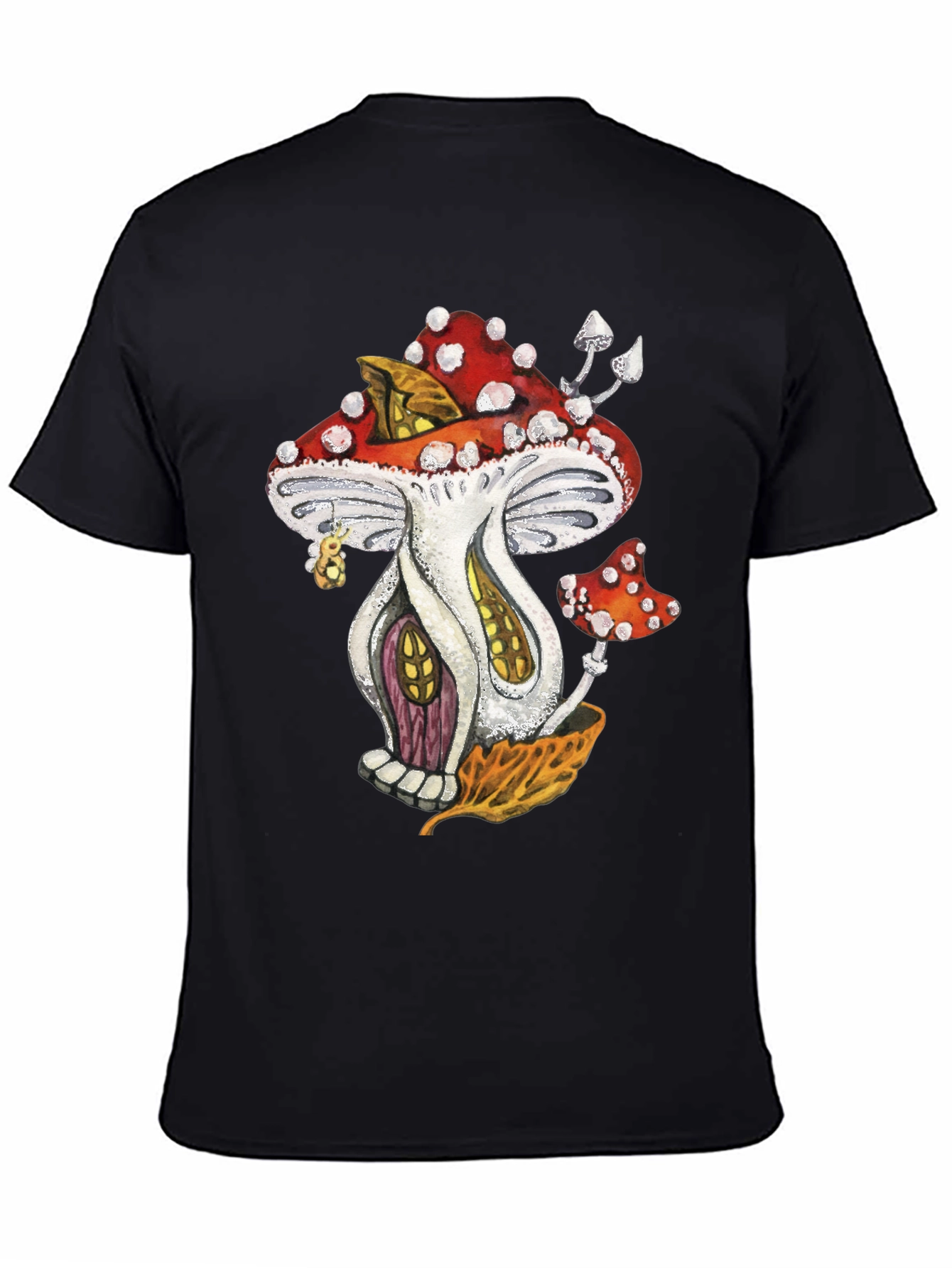 Mushroom House Graphic Tee - Whimsical Fantasy Design