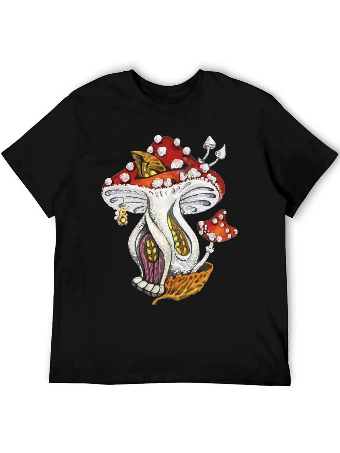 Mushroom House Graphic Tee - Whimsical Fantasy Design
