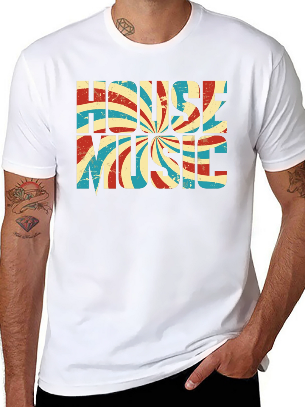 Retro House Music Graphic Tee - Black