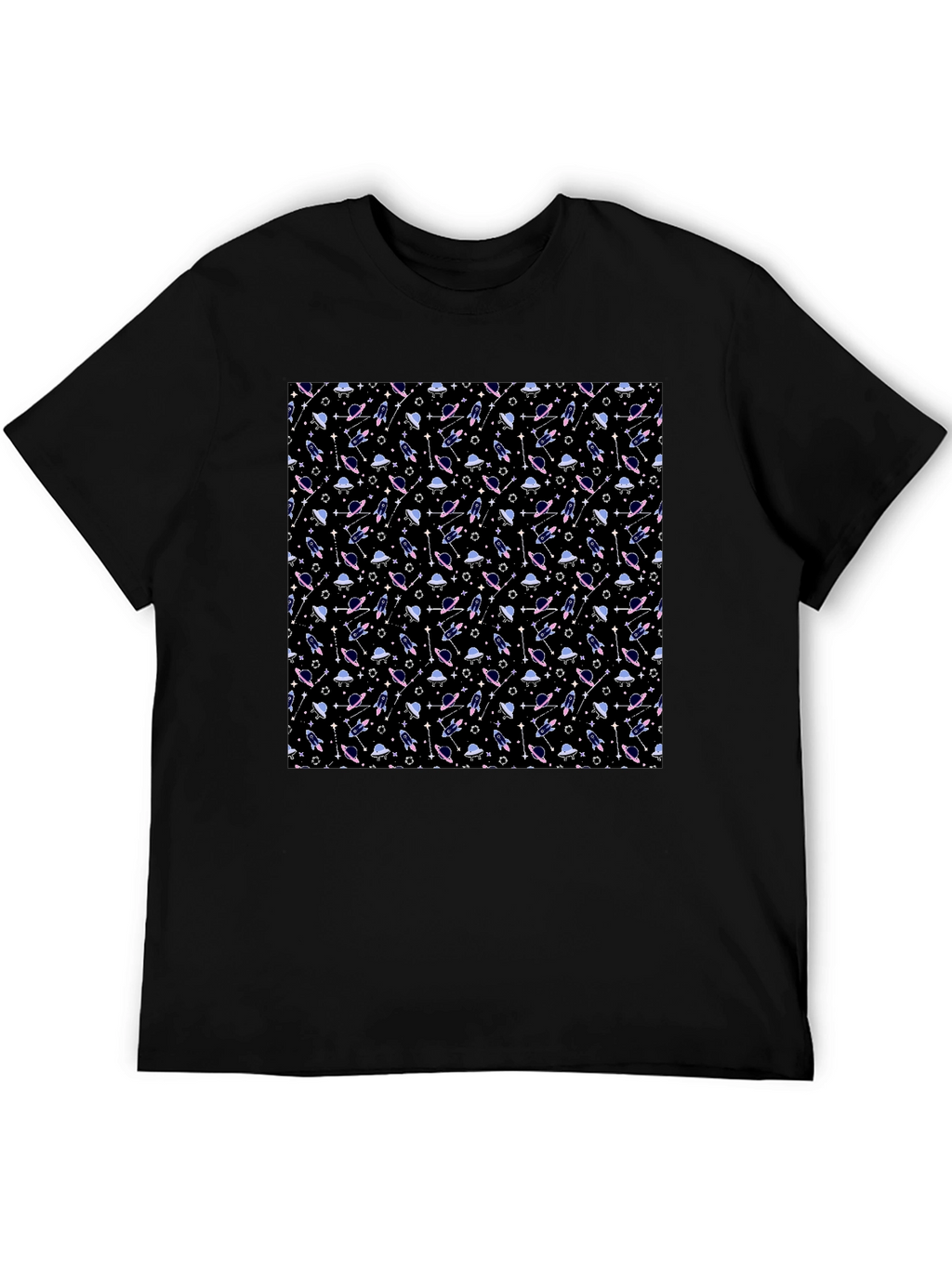 Galaxy Print Black T-Shirt - Sci-Fi Style