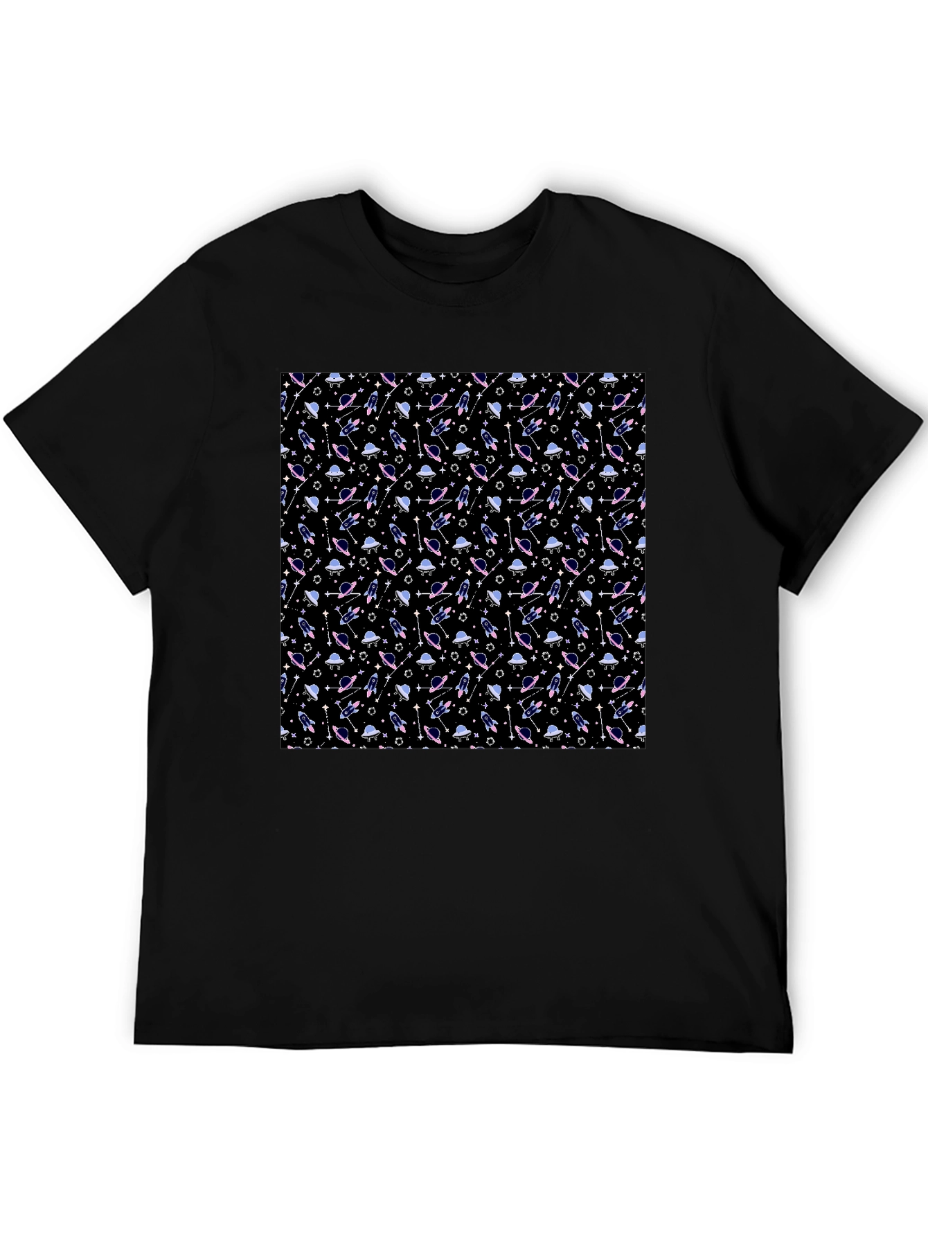 Galaxy Print Black T-Shirt - Sci-Fi Style