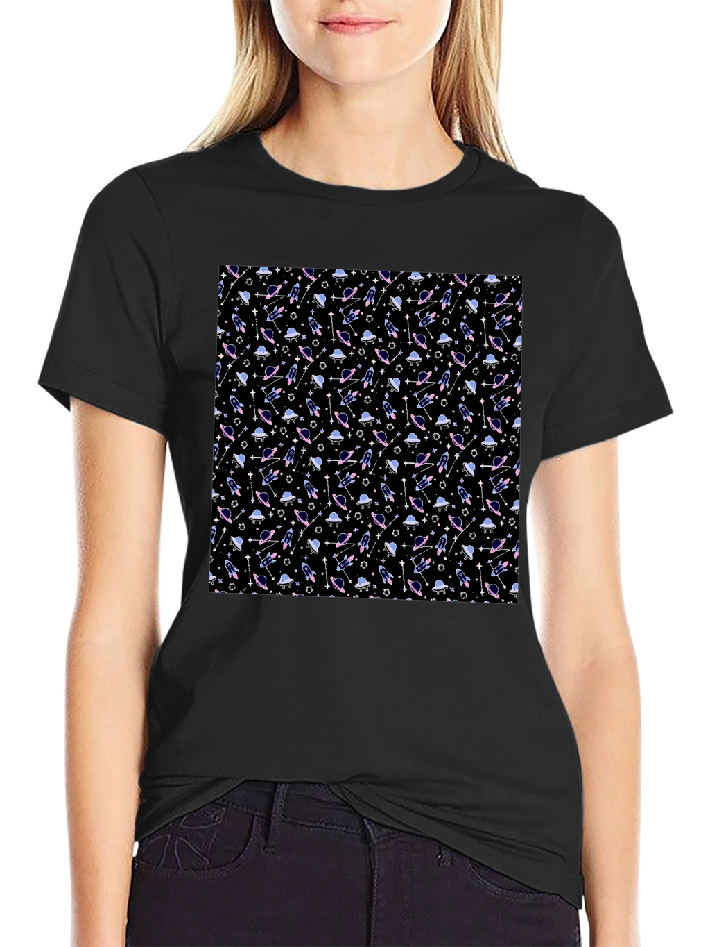 Galaxy Print Black T-Shirt - Sci-Fi Style