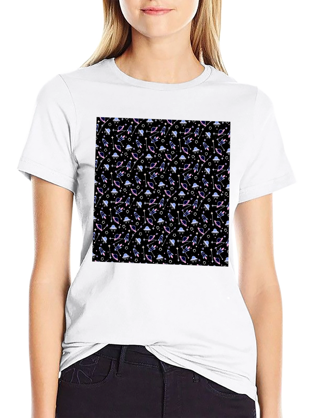 Galaxy Print Black T-Shirt - Sci-Fi Style