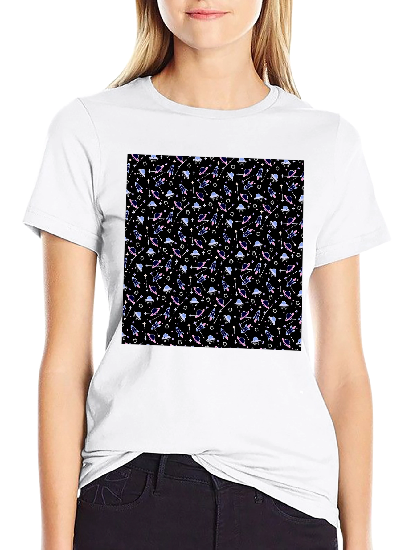Galaxy Print Black T-Shirt - Sci-Fi Style