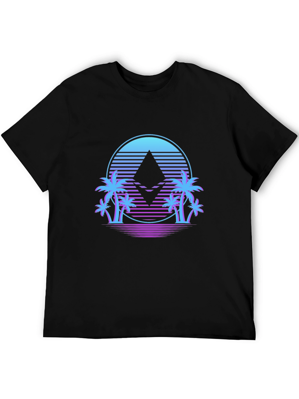 Ethereum Crypto Black T-Shirt Palm Tree Design