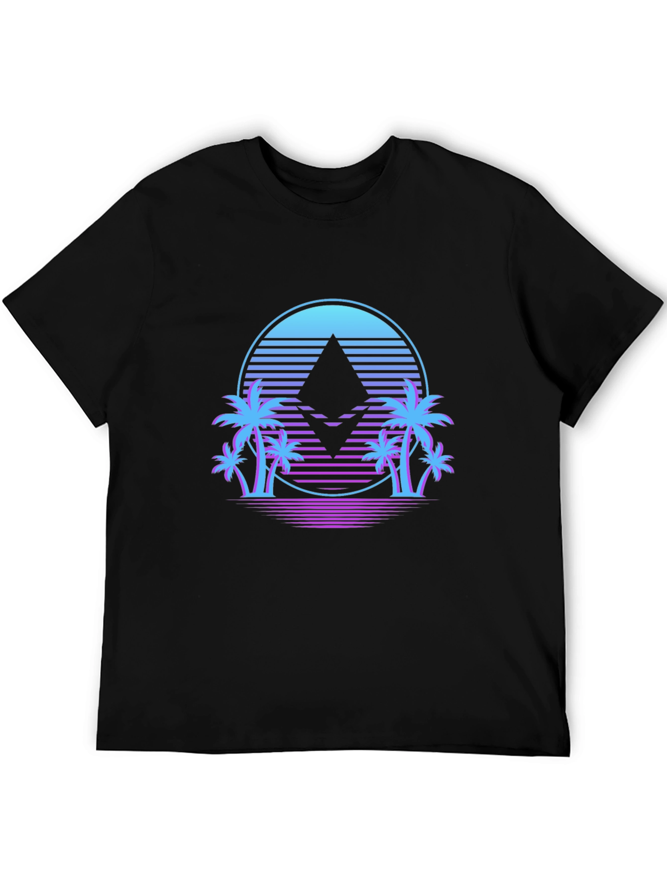 Ethereum Crypto Black T-Shirt Palm Tree Design