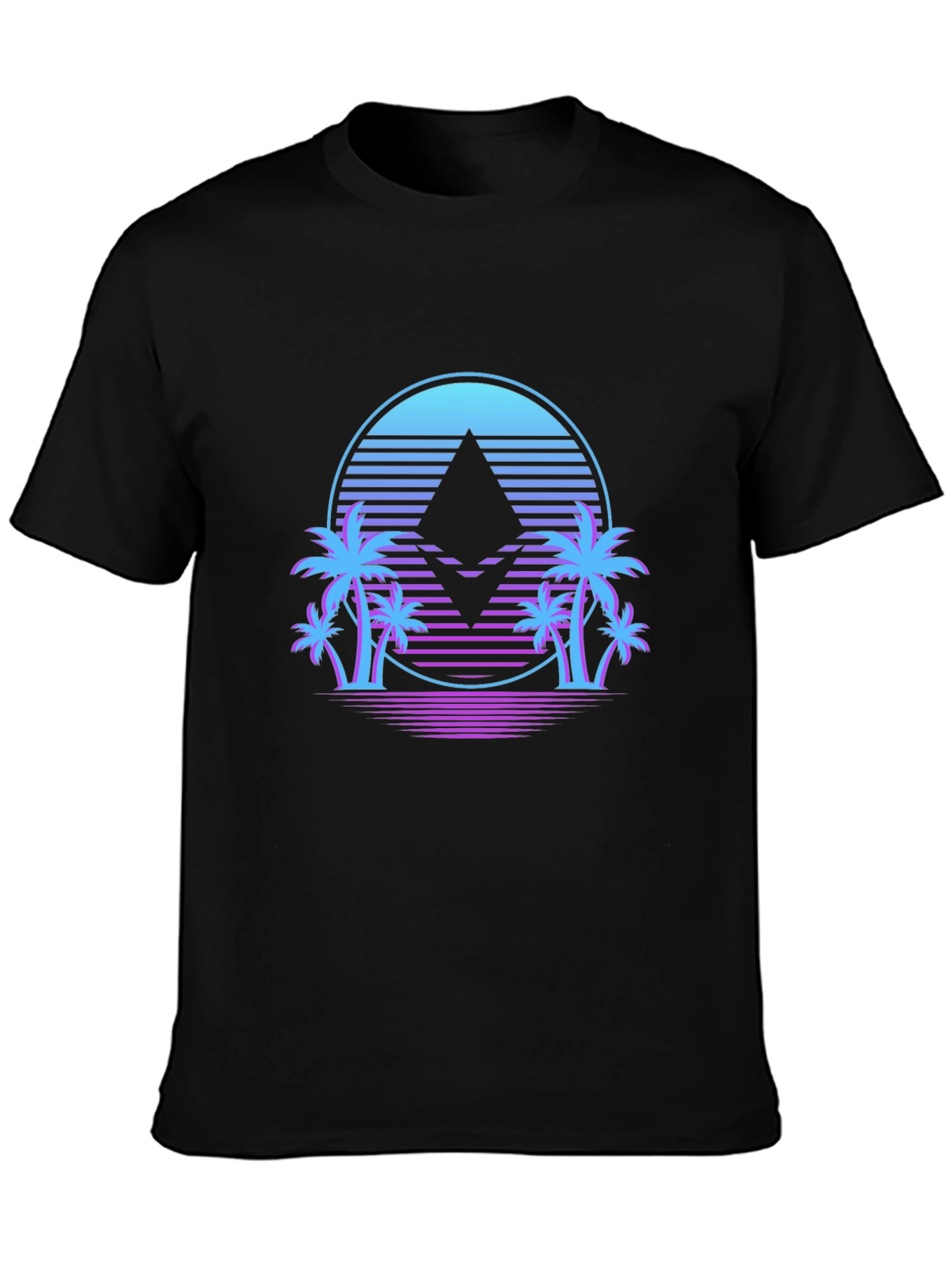 Ethereum Crypto Black T-Shirt Palm Tree Design