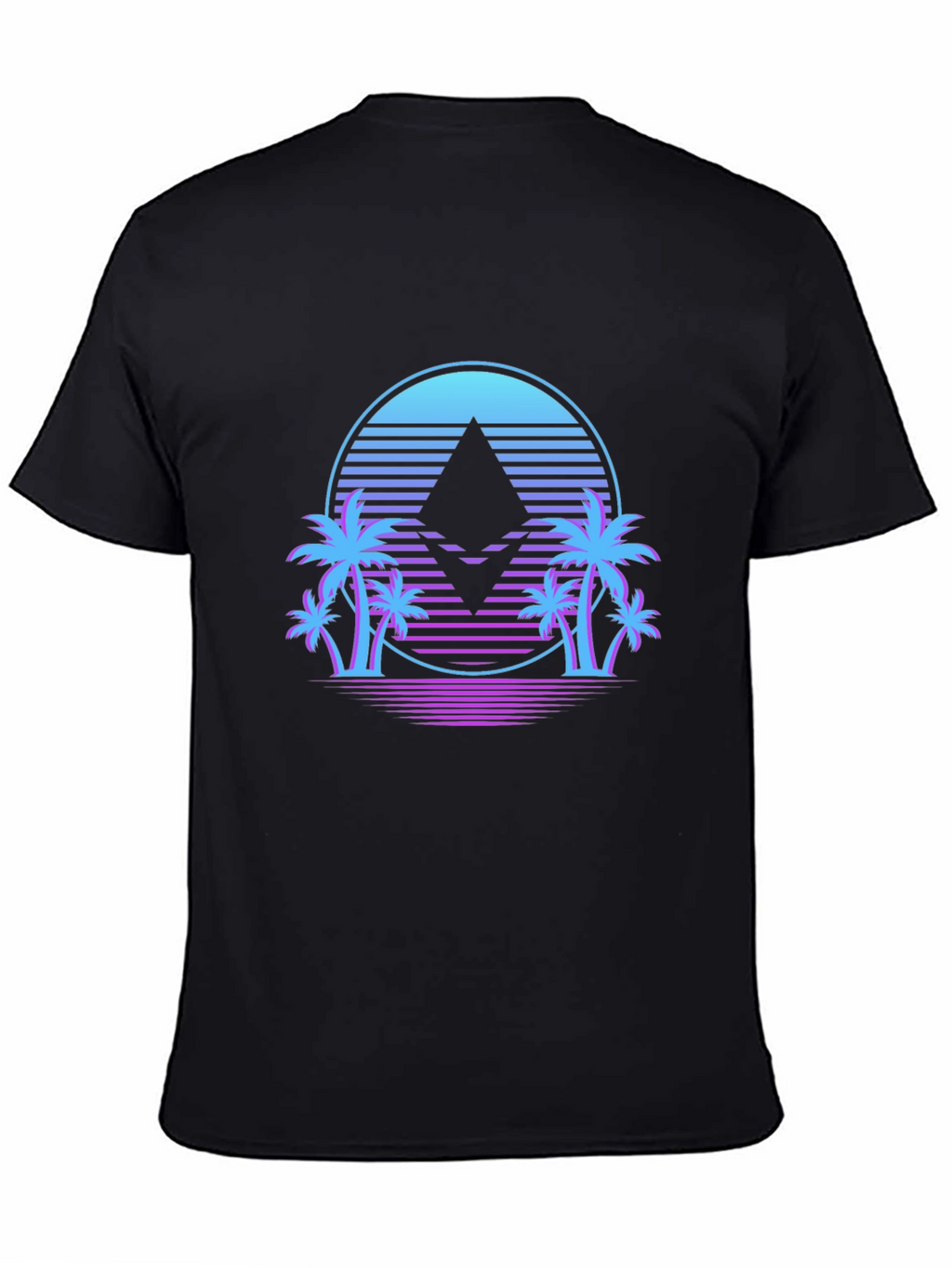 Ethereum Crypto Black T-Shirt Palm Tree Design