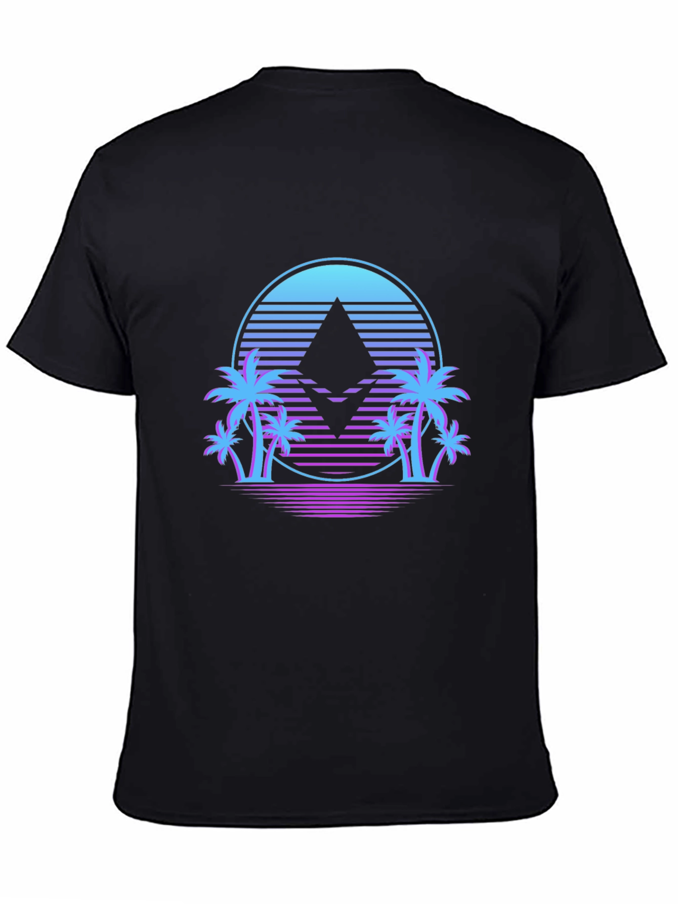 Ethereum Crypto Black T-Shirt Palm Tree Design