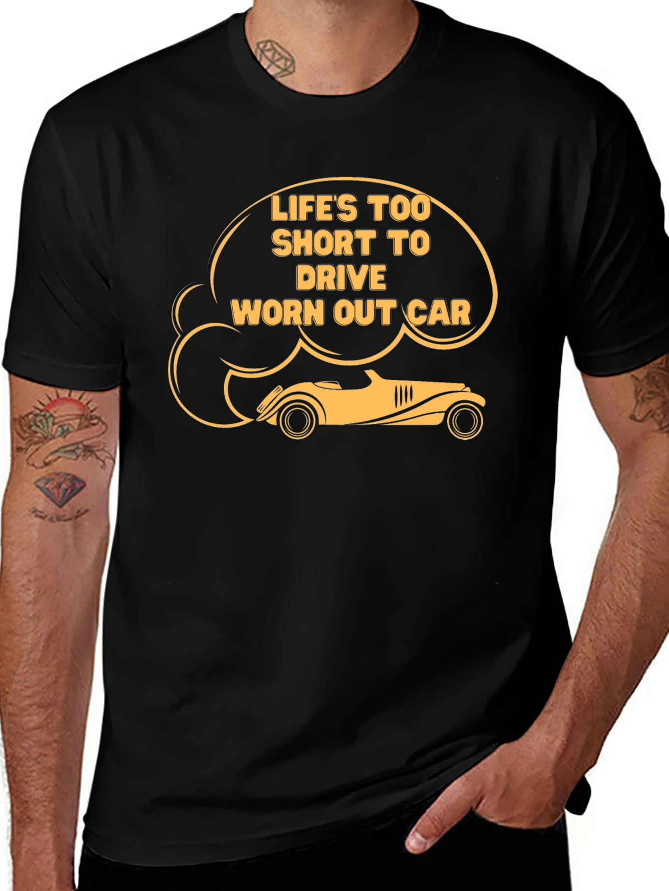 Lifes Too Short Car Graphic Tee - Black