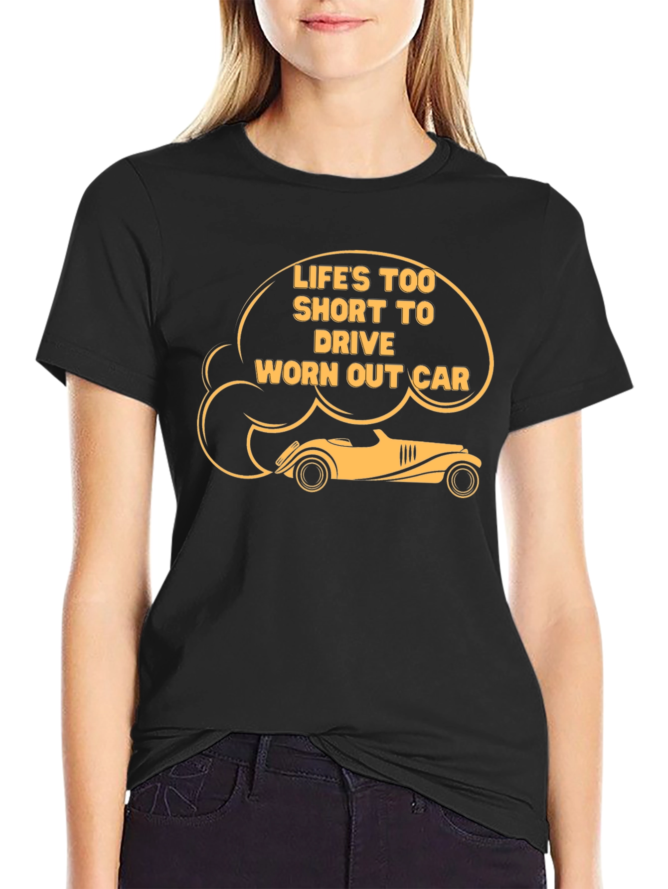 Lifes Too Short Car Graphic Tee - Black