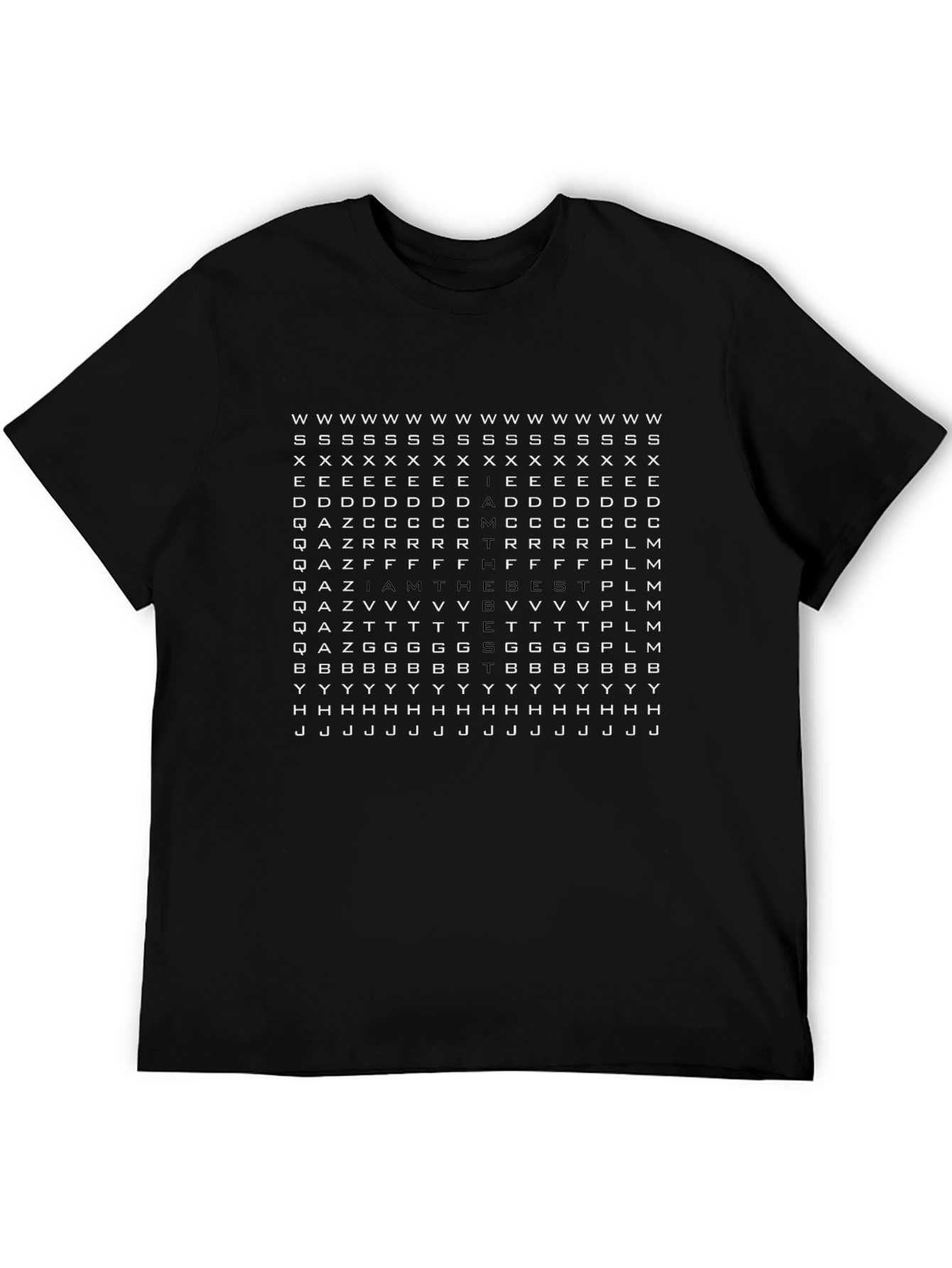Text Pattern Graphic Tee - I AM THE BEST
