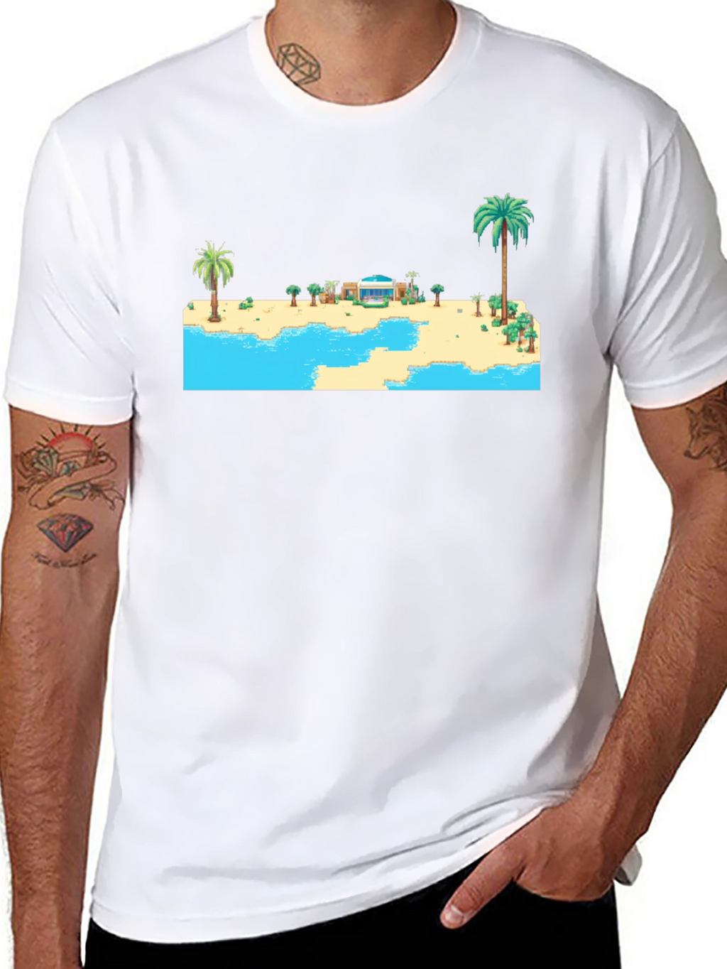 Retro Beach Pixel Art Graphic Tee