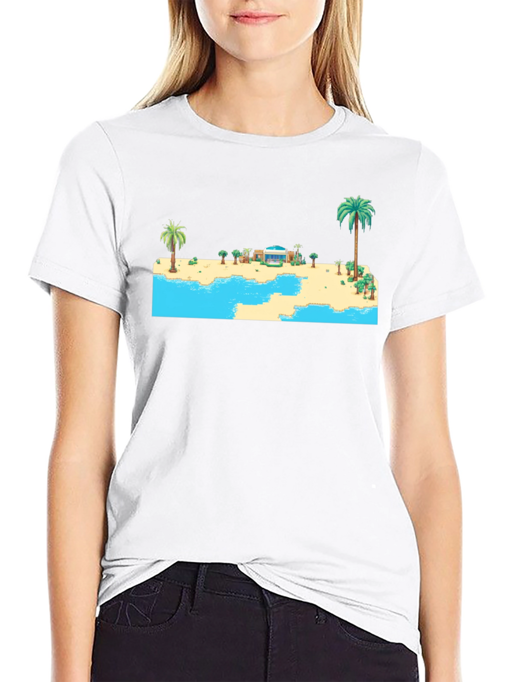 Retro Beach Pixel Art Graphic Tee