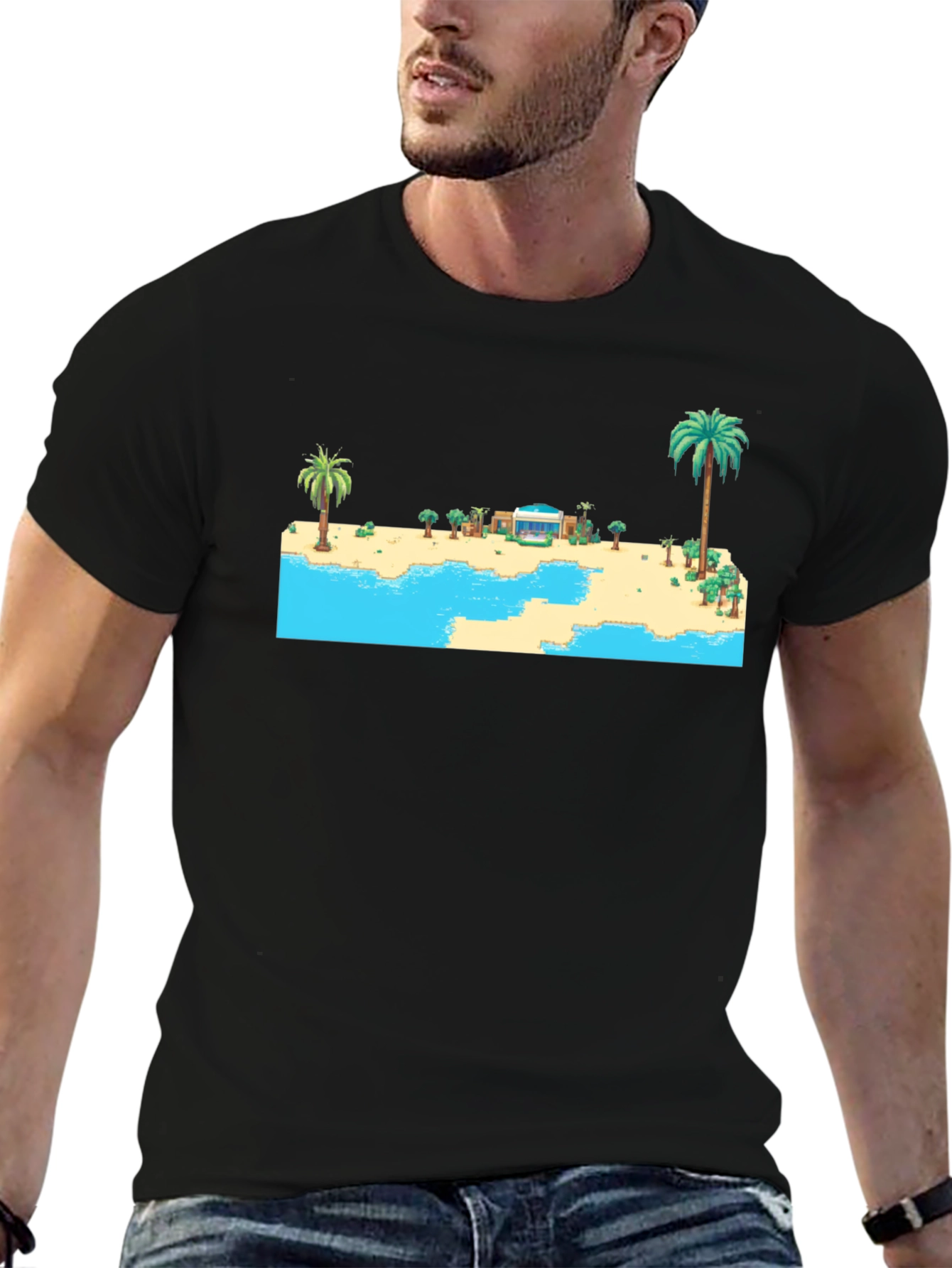 Retro Beach Pixel Art Graphic Tee