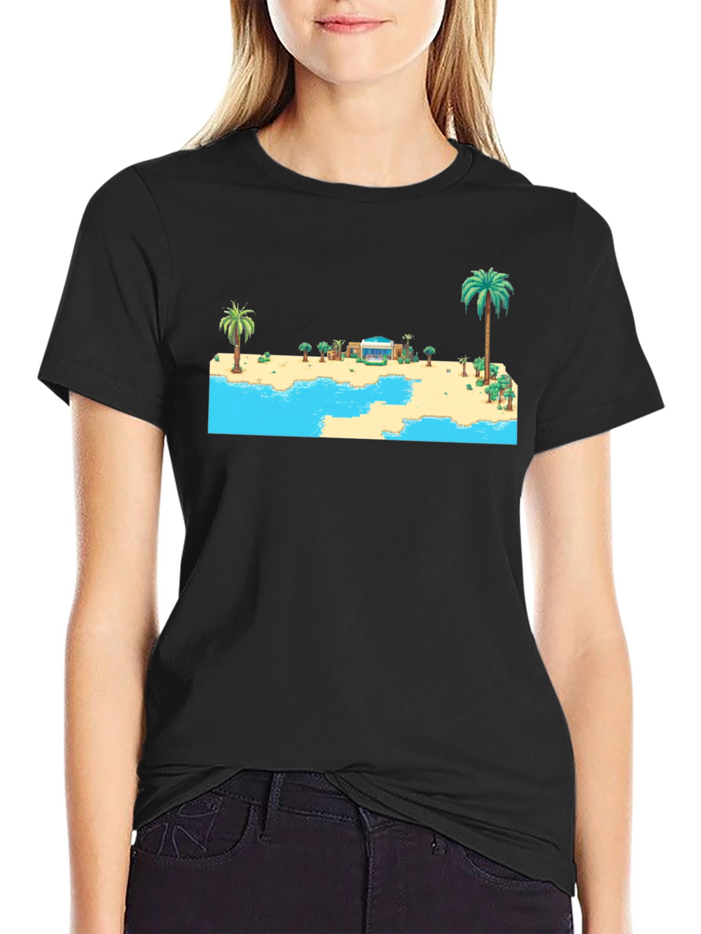 Retro Beach Pixel Art Graphic Tee
