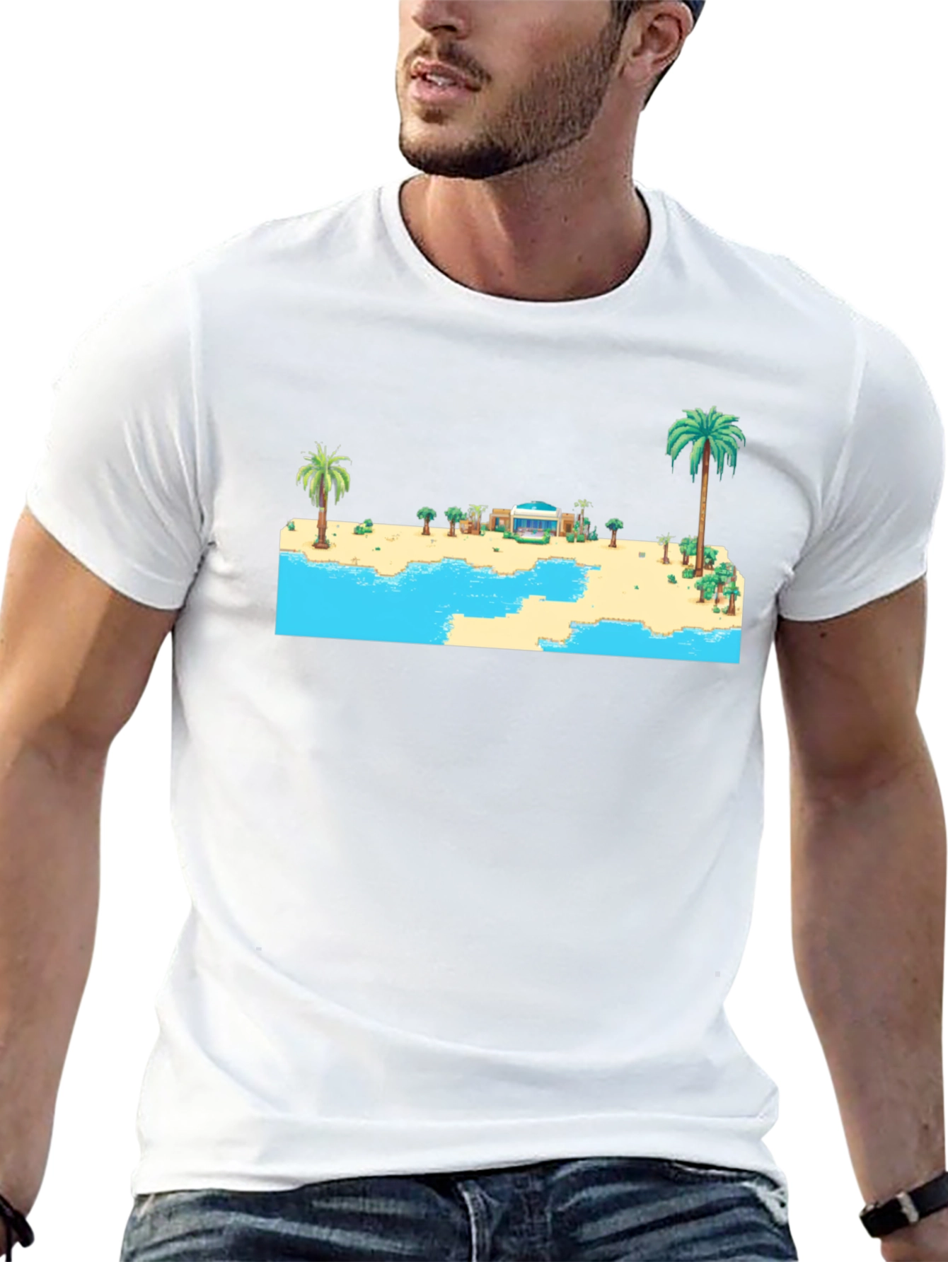 Retro Beach Pixel Art Graphic Tee