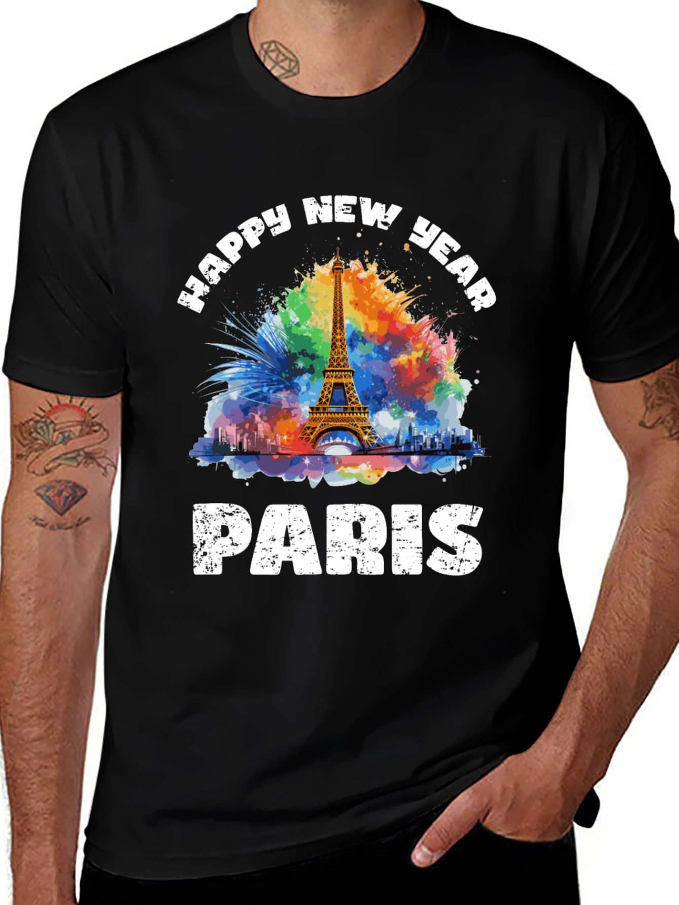 Paris New Year Graphic Tee - Black T-Shirt