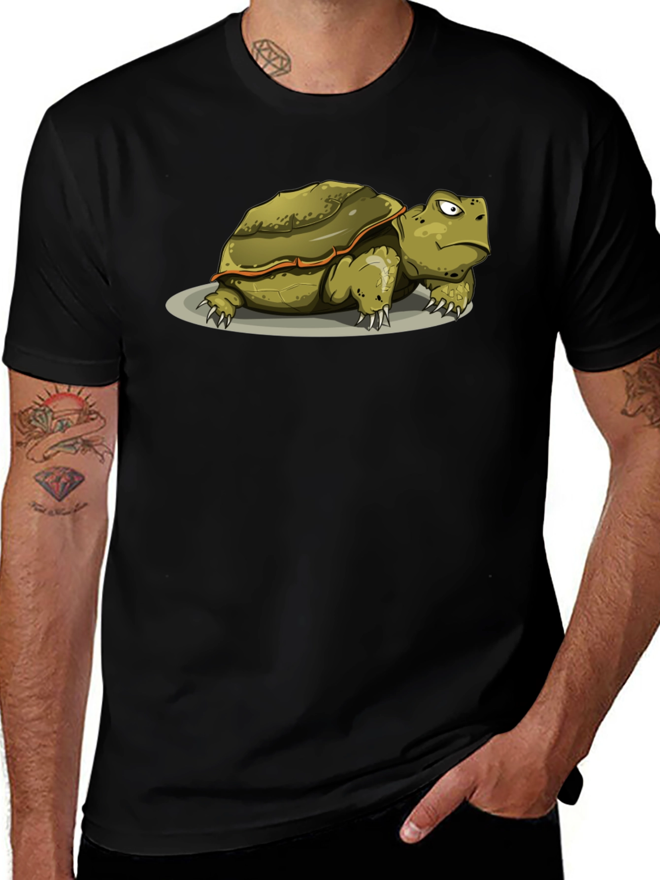 Grumpy Turtle Graphic Tee - Black Cotton T-Shirt