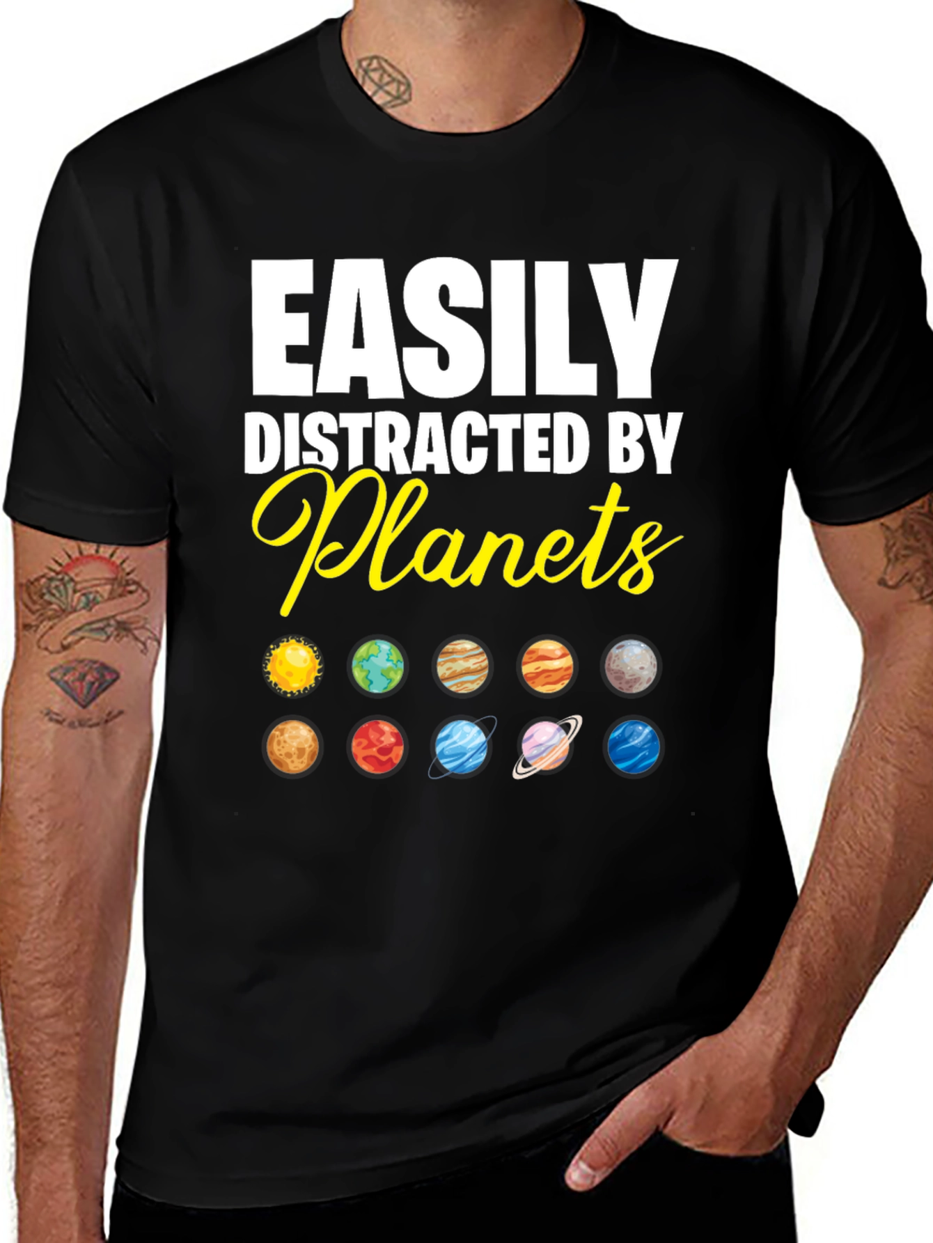 Easily Distracted by Planets Graphic T-Shirt
