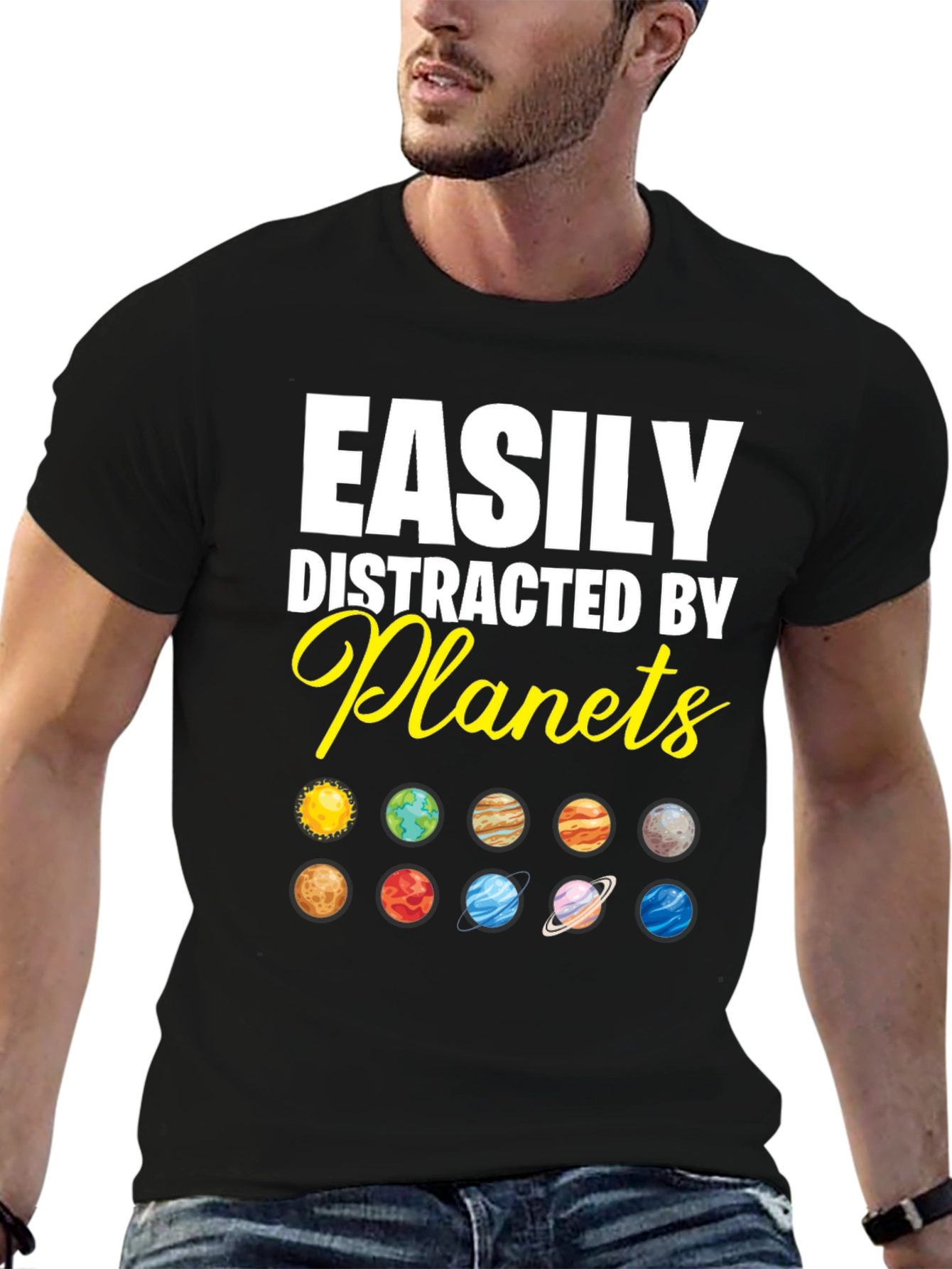 Easily Distracted by Planets Graphic T-Shirt