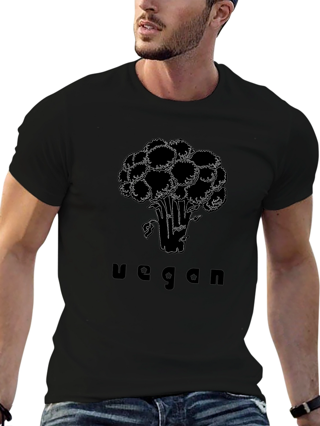 Vegan Broccoli Graphic Tee - Black