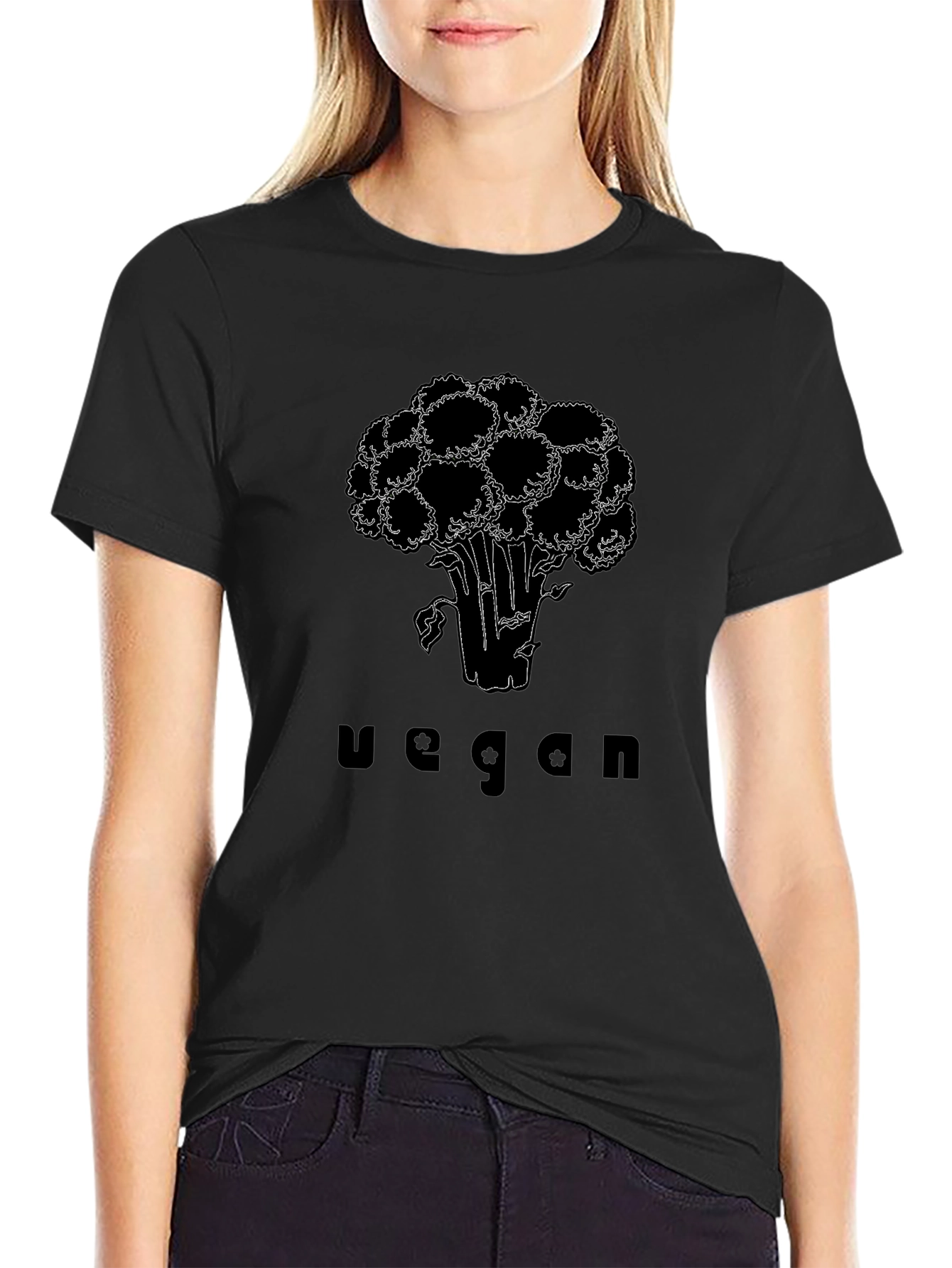Vegan Broccoli Graphic Tee - Black