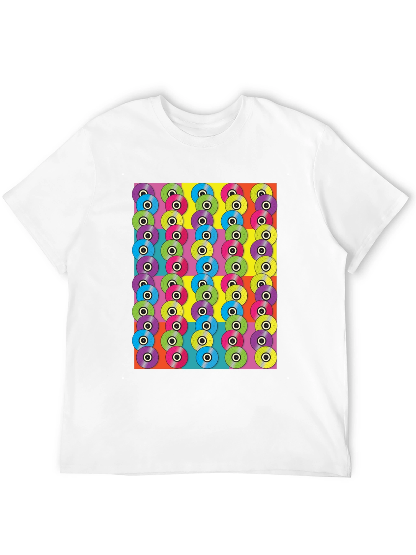 Retro Vinyl Record Graphic Tee - Bold Pattern