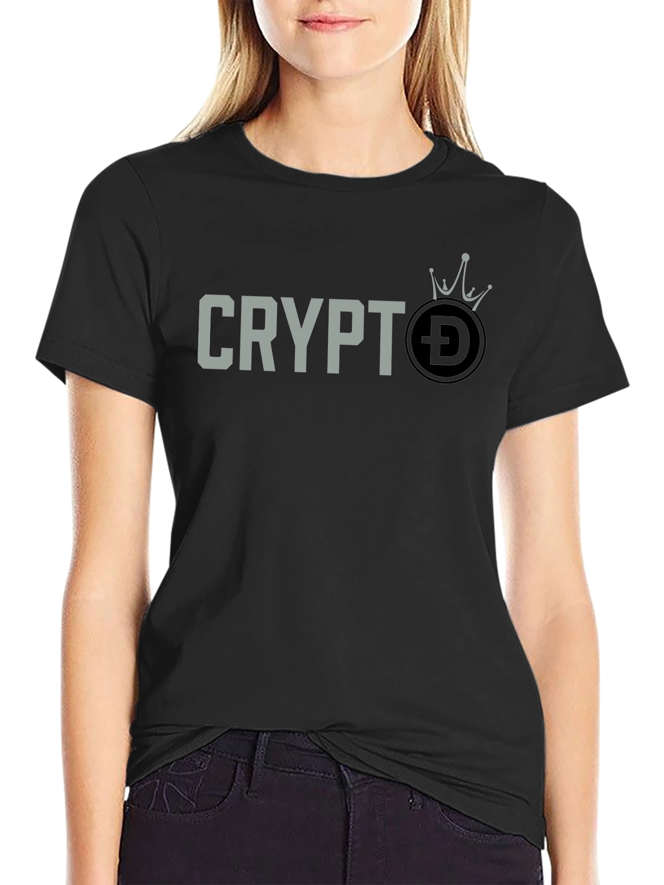Crypto DOGE Crown T-Shirt - Black Graphic Tee