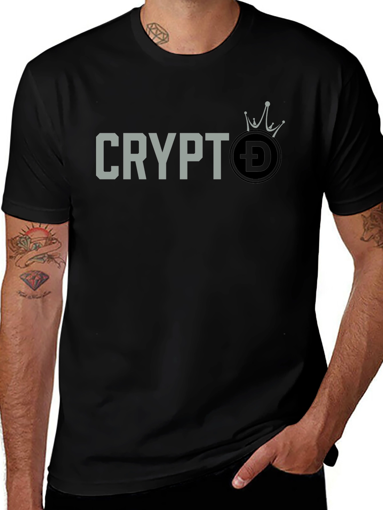 Crypto DOGE Crown T-Shirt - Black Graphic Tee
