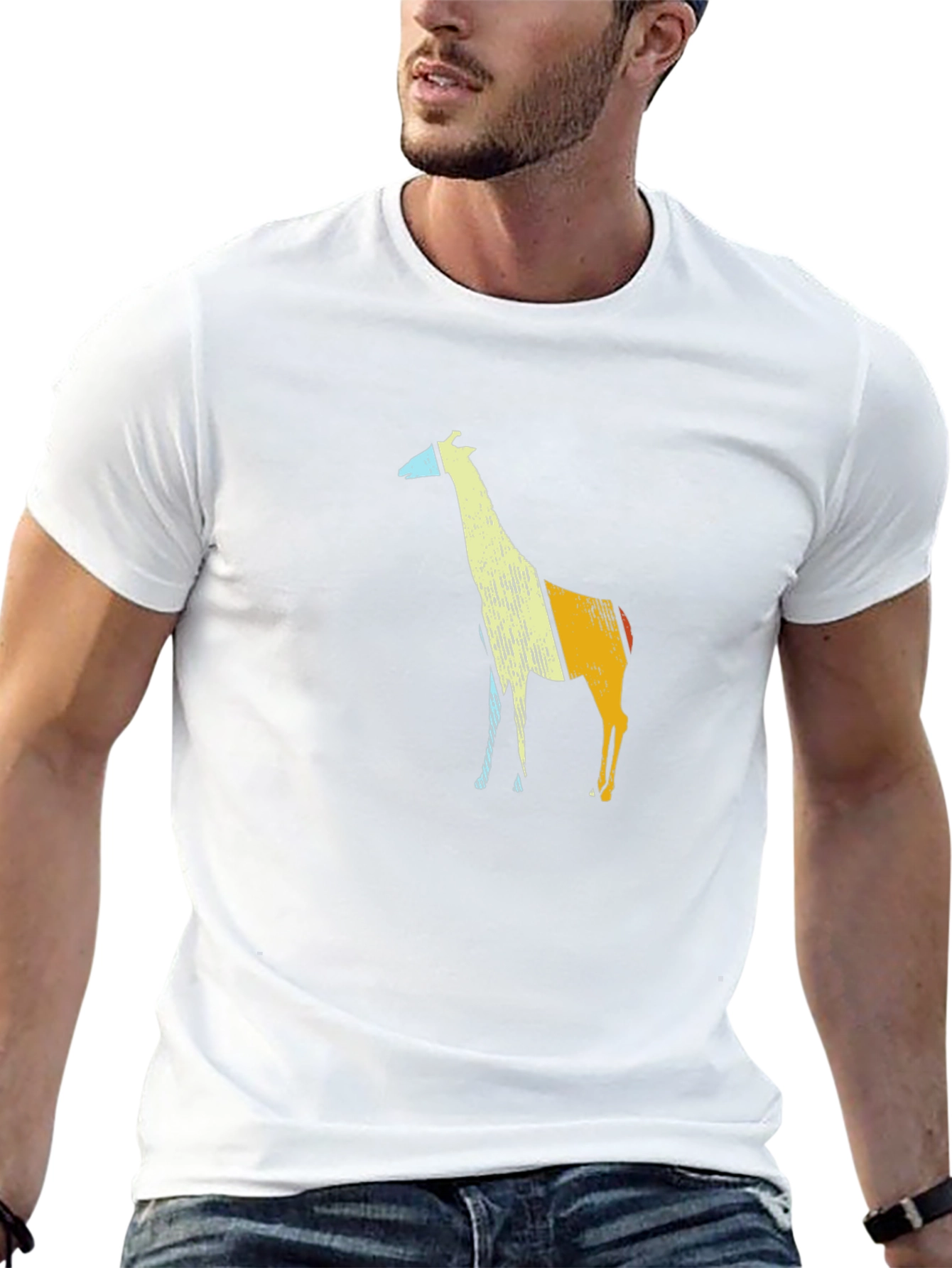 Giraffe Graphic Tee - Stylish Mens Black T-Shirt