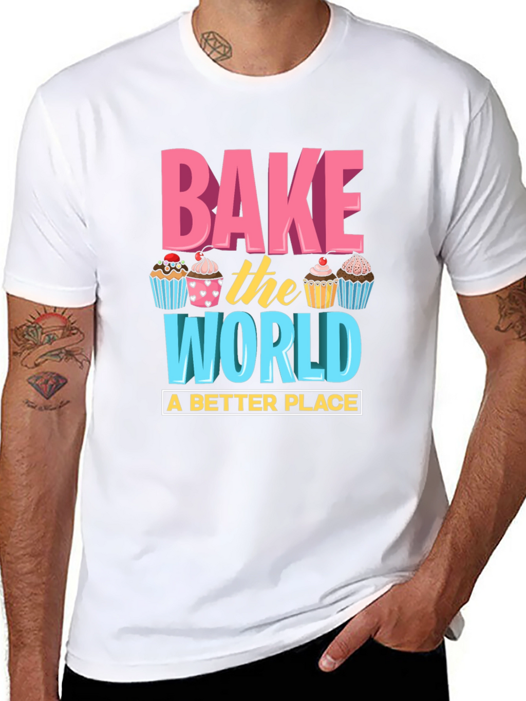 Bake the World T-Shirt - Fun Cupcake Design
