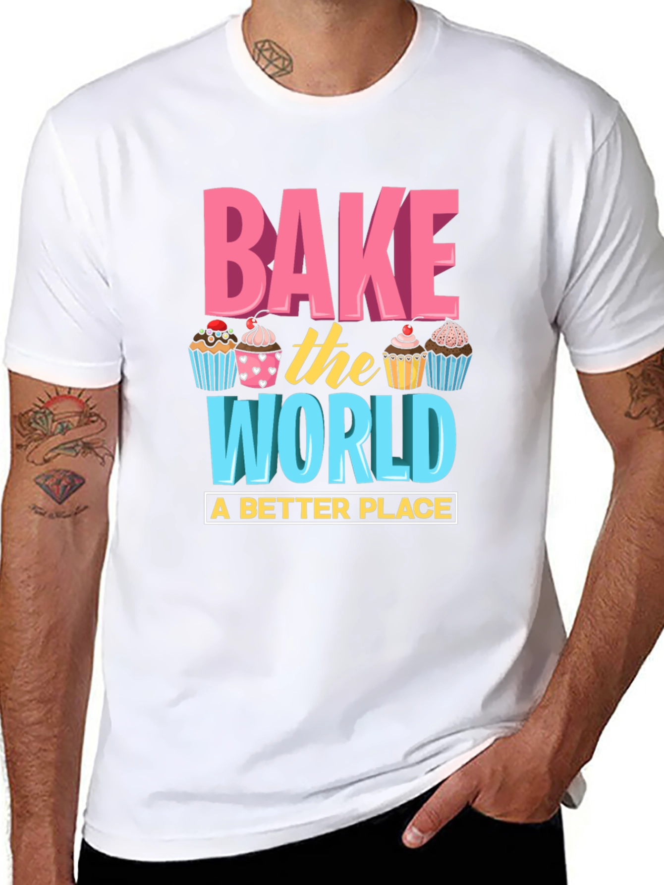 Bake the World T-Shirt - Fun Cupcake Design