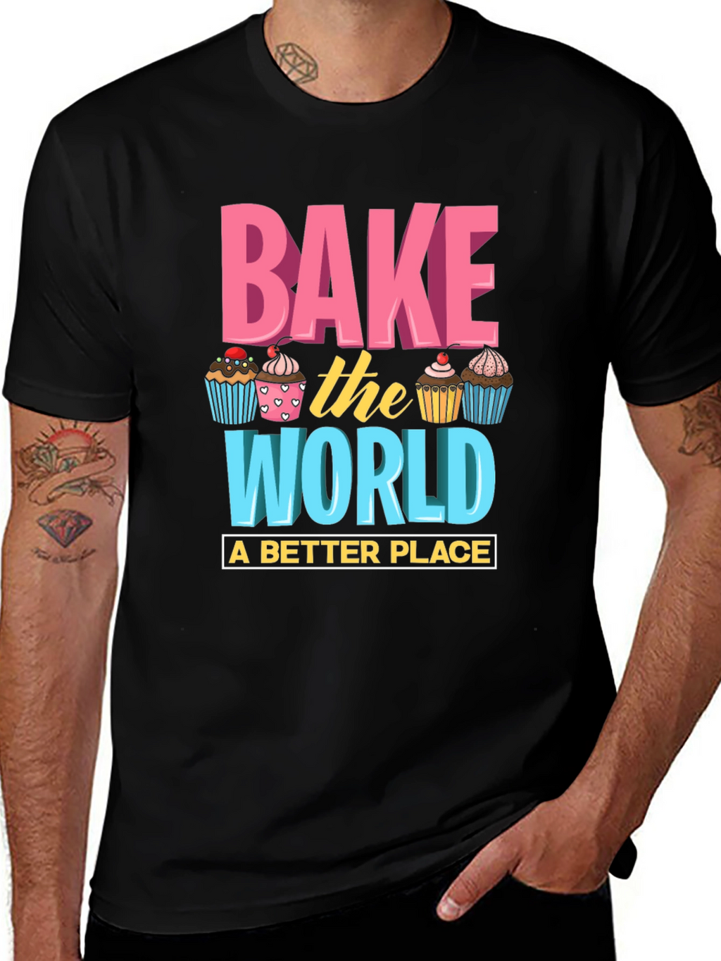 Bake the World T-Shirt - Fun Cupcake Design
