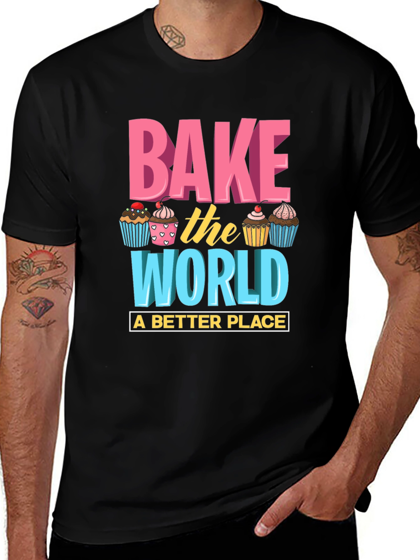 Bake the World T-Shirt - Fun Cupcake Design