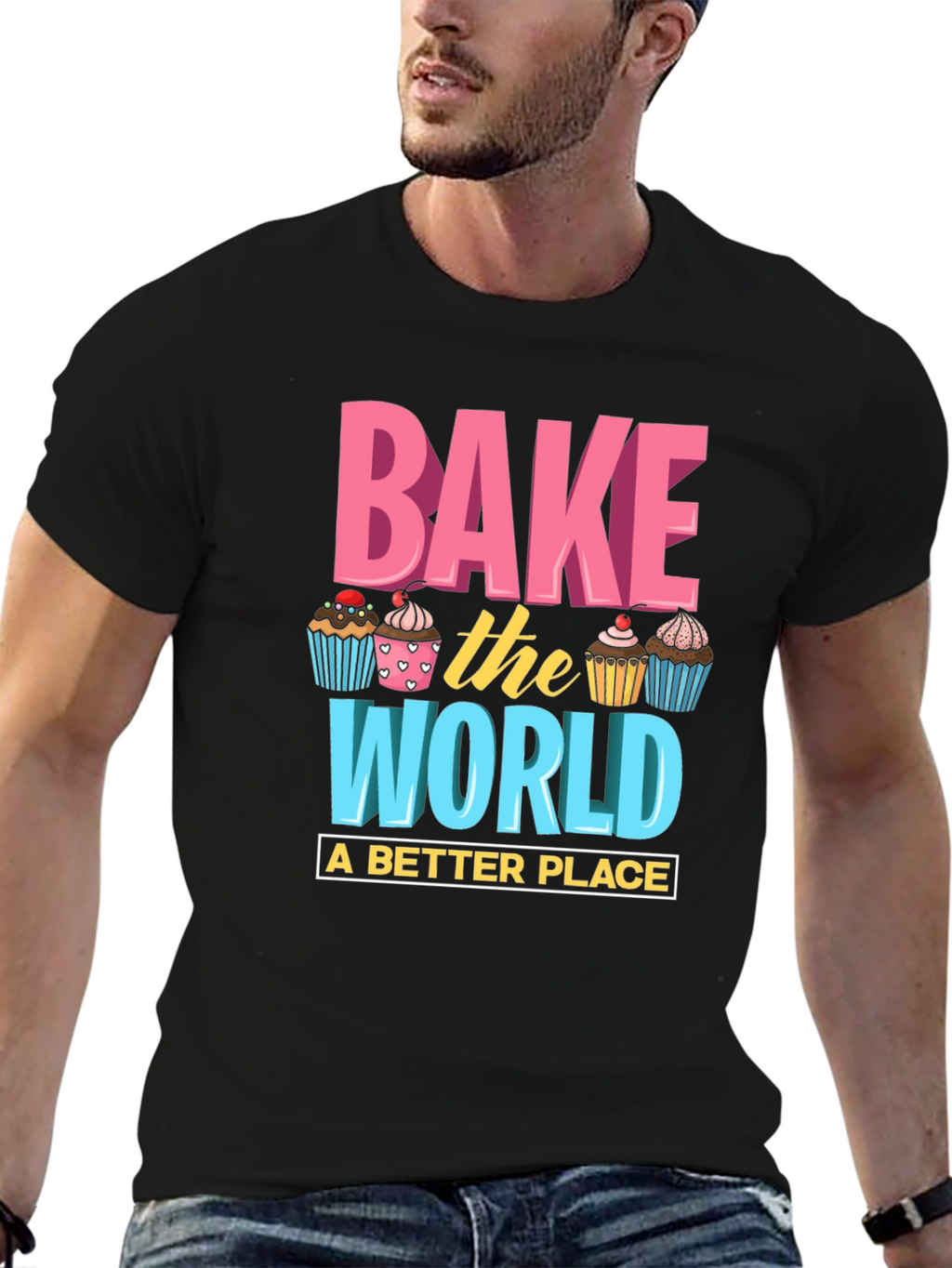 Bake the World T-Shirt - Fun Cupcake Design