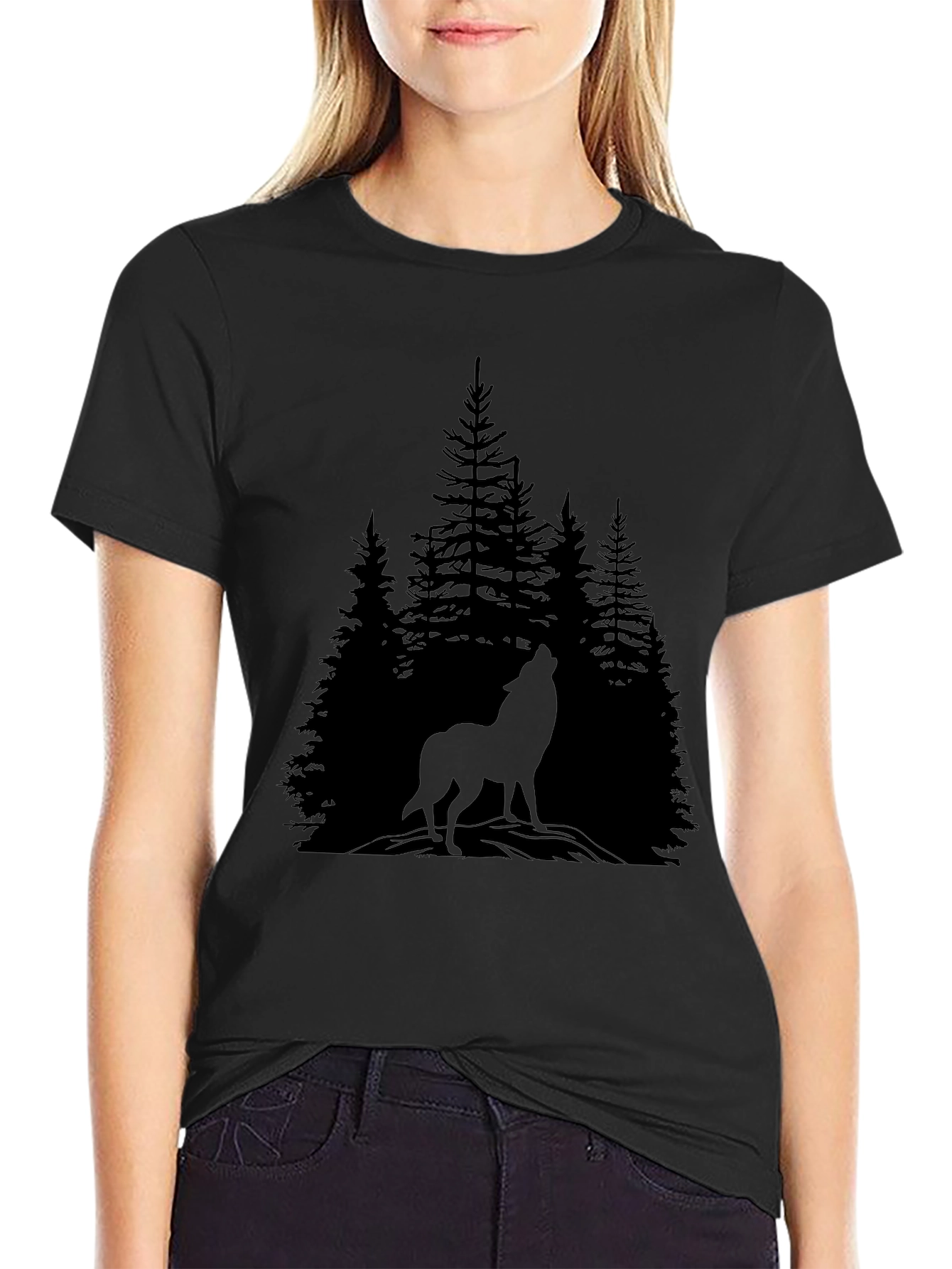 Wolf in the Woods Graphic Tee - Black T-Shirt
