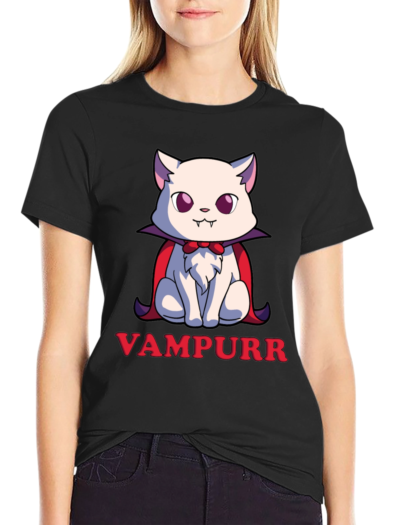 Vampurr Cat T-Shirt - Spooky Cute Halloween Tee