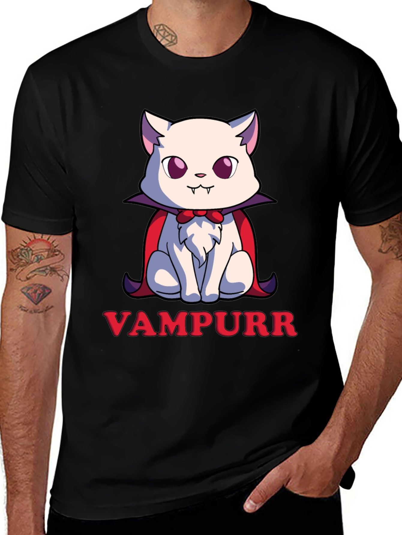 Vampurr Cat T-Shirt - Spooky Cute Halloween Tee