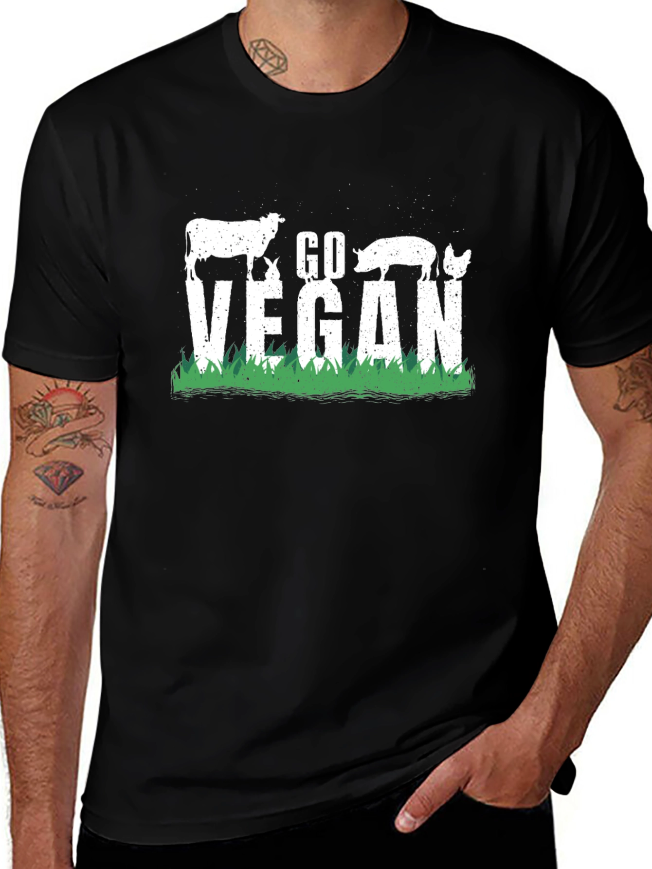 Go Vegan Graphic Tee - Animal Rights Black T-Shirt