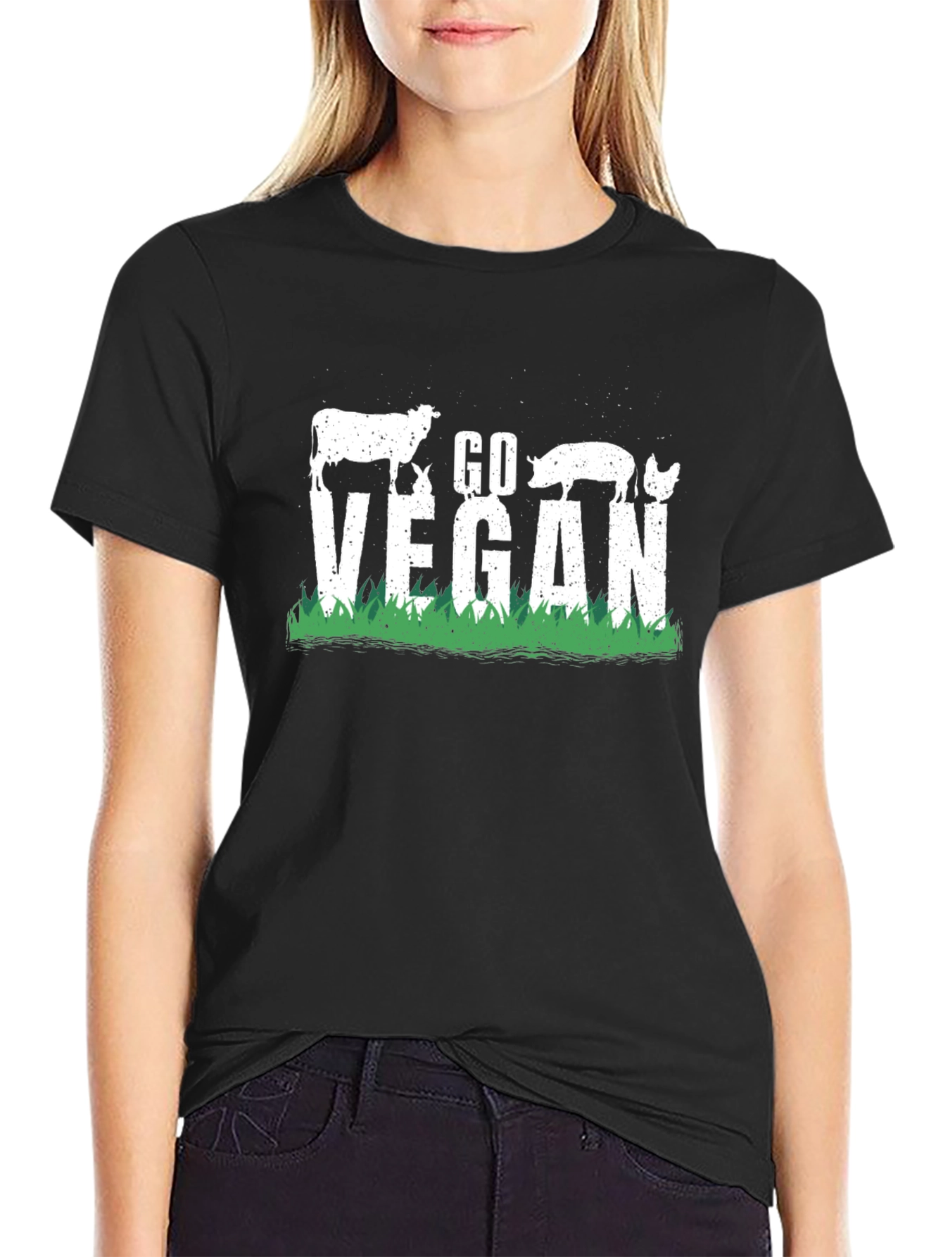 Go Vegan Graphic Tee - Animal Rights Black T-Shirt