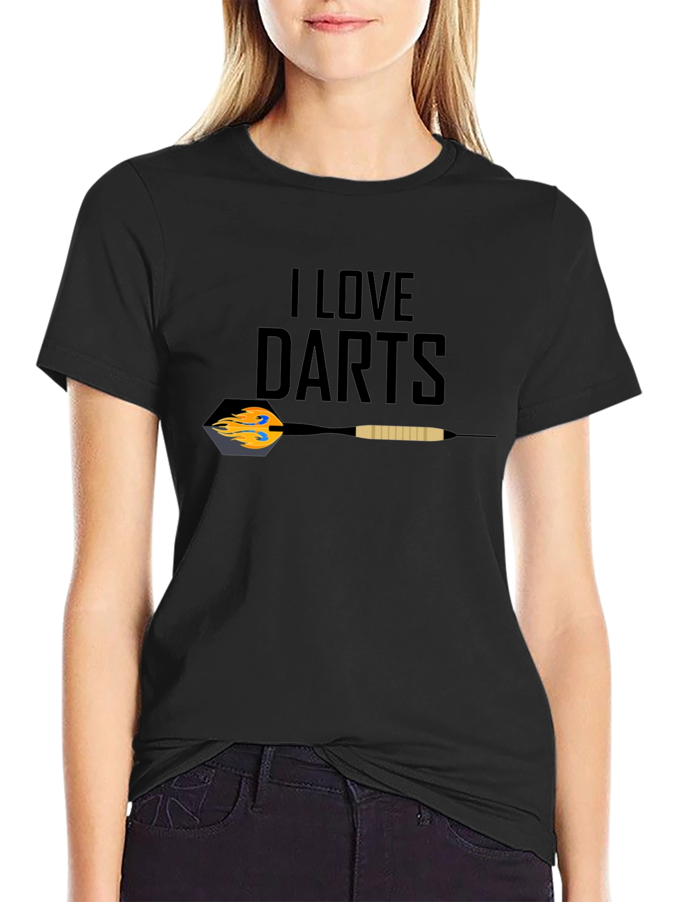 I Love Darts Graphic T-Shirt - Black