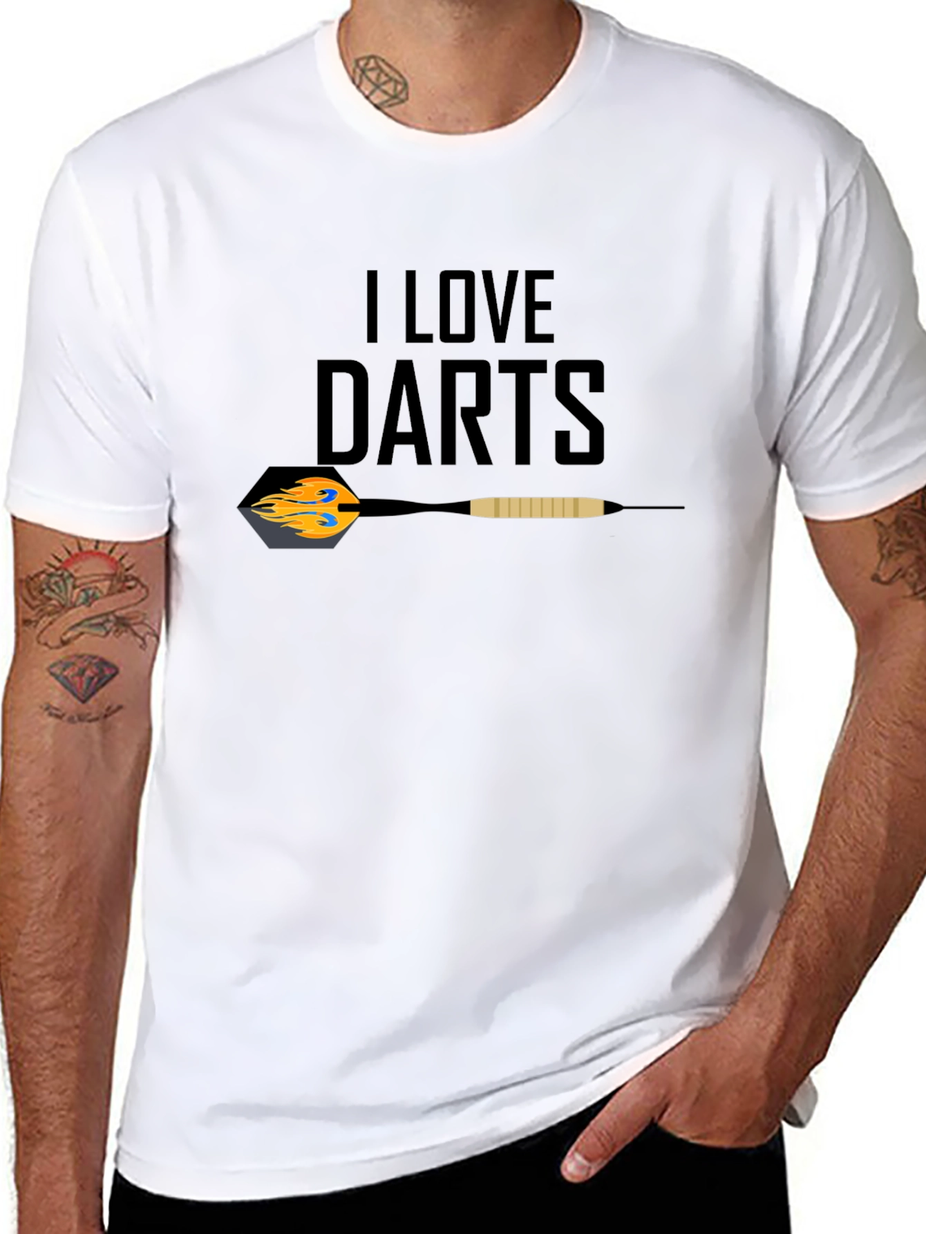 I Love Darts Graphic T-Shirt - Black