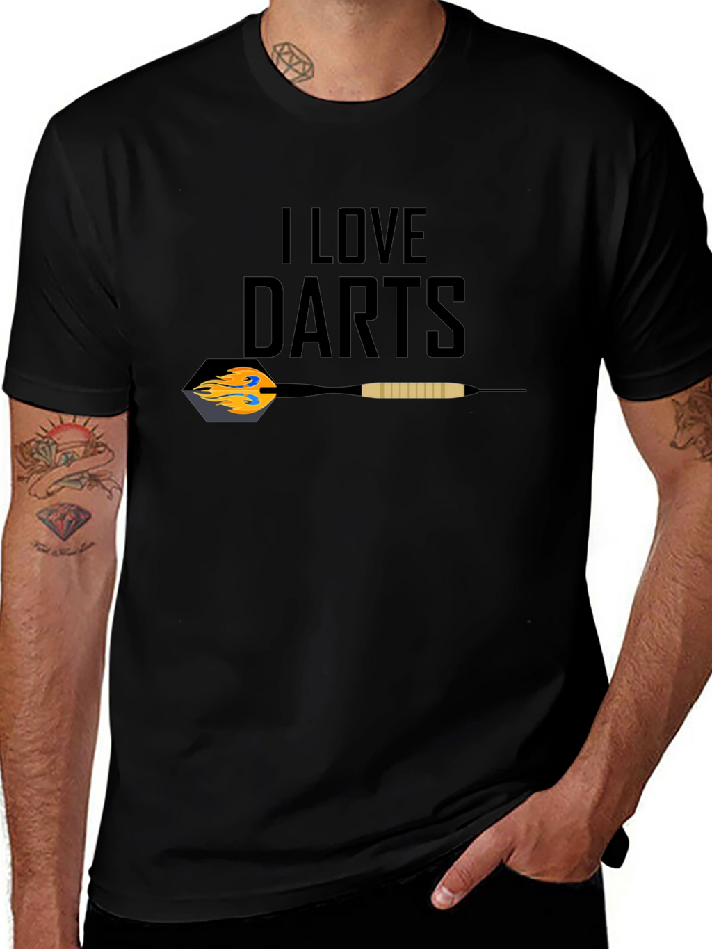 I Love Darts Graphic T-Shirt - Black