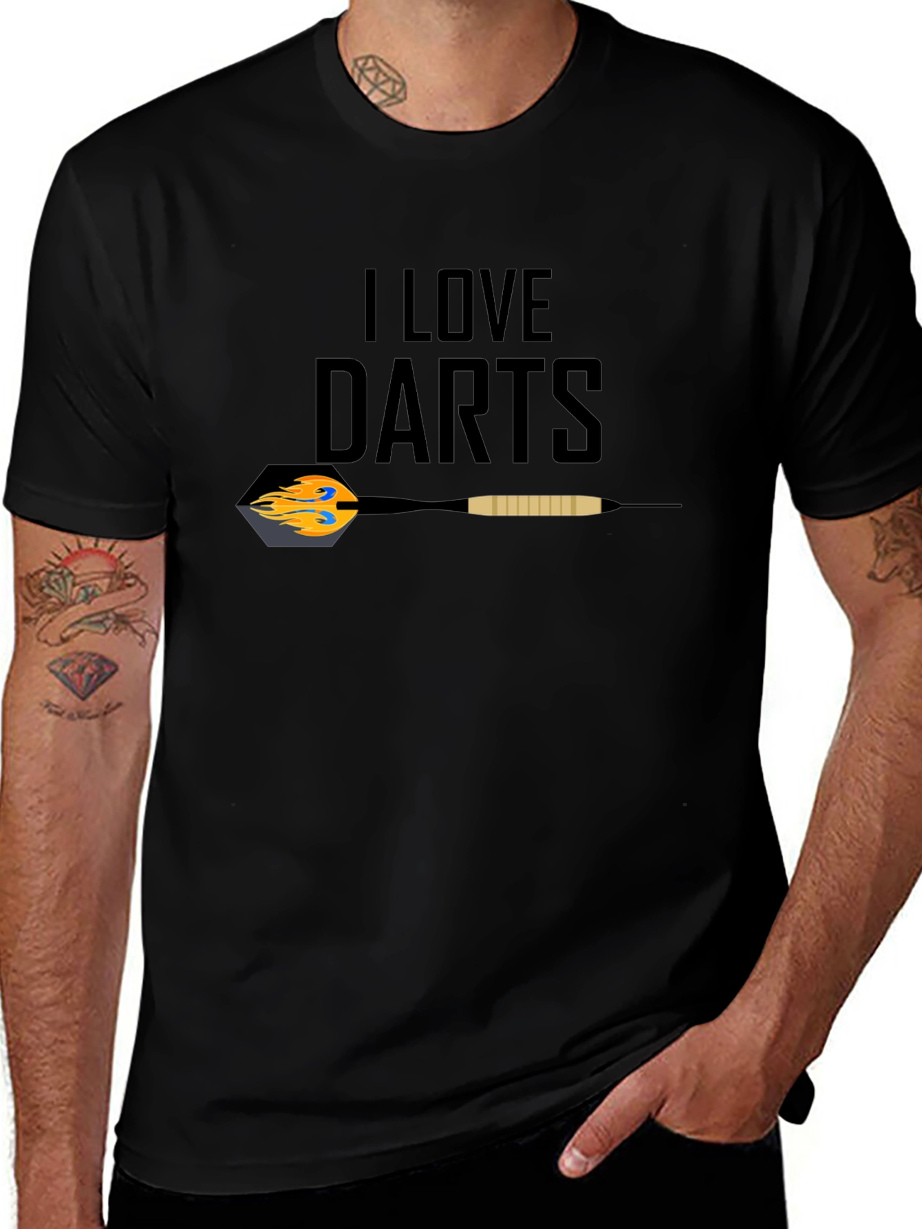 I Love Darts Graphic T-Shirt - Black