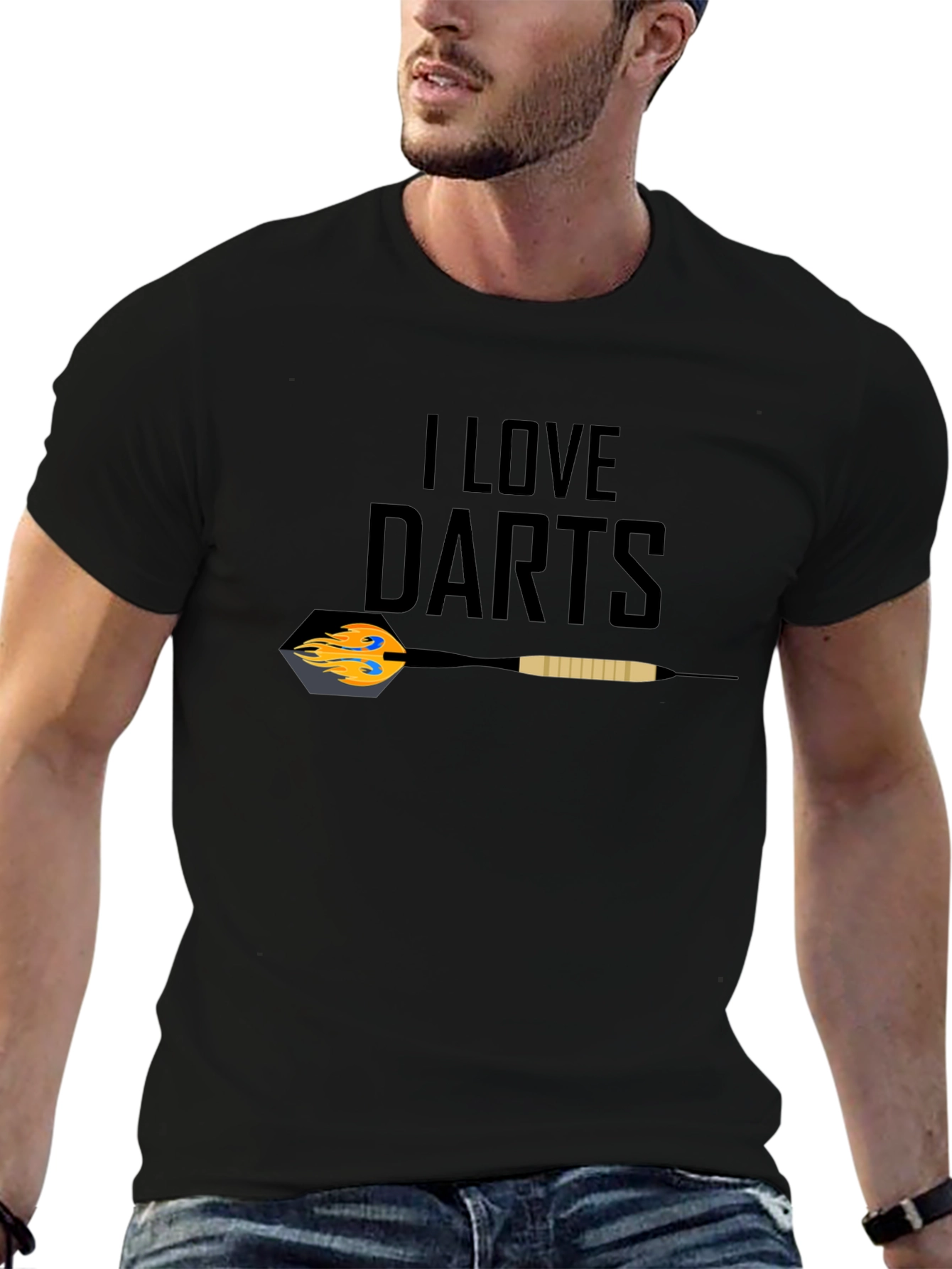 I Love Darts Graphic T-Shirt - Black